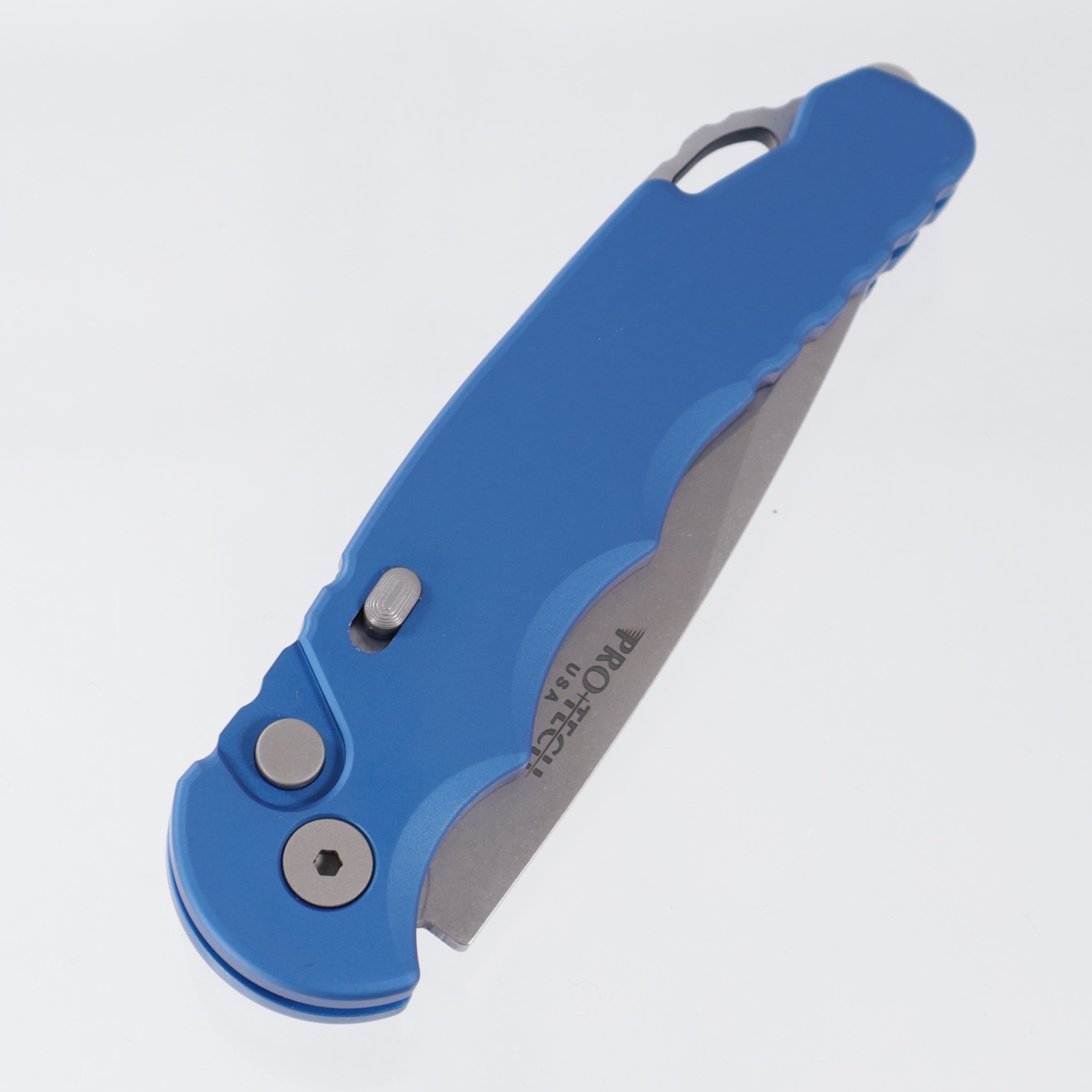 Pro-Tech TR-5 - Blue Aluminum w/ Safety - Stonewash S35VN - T501-BLUE