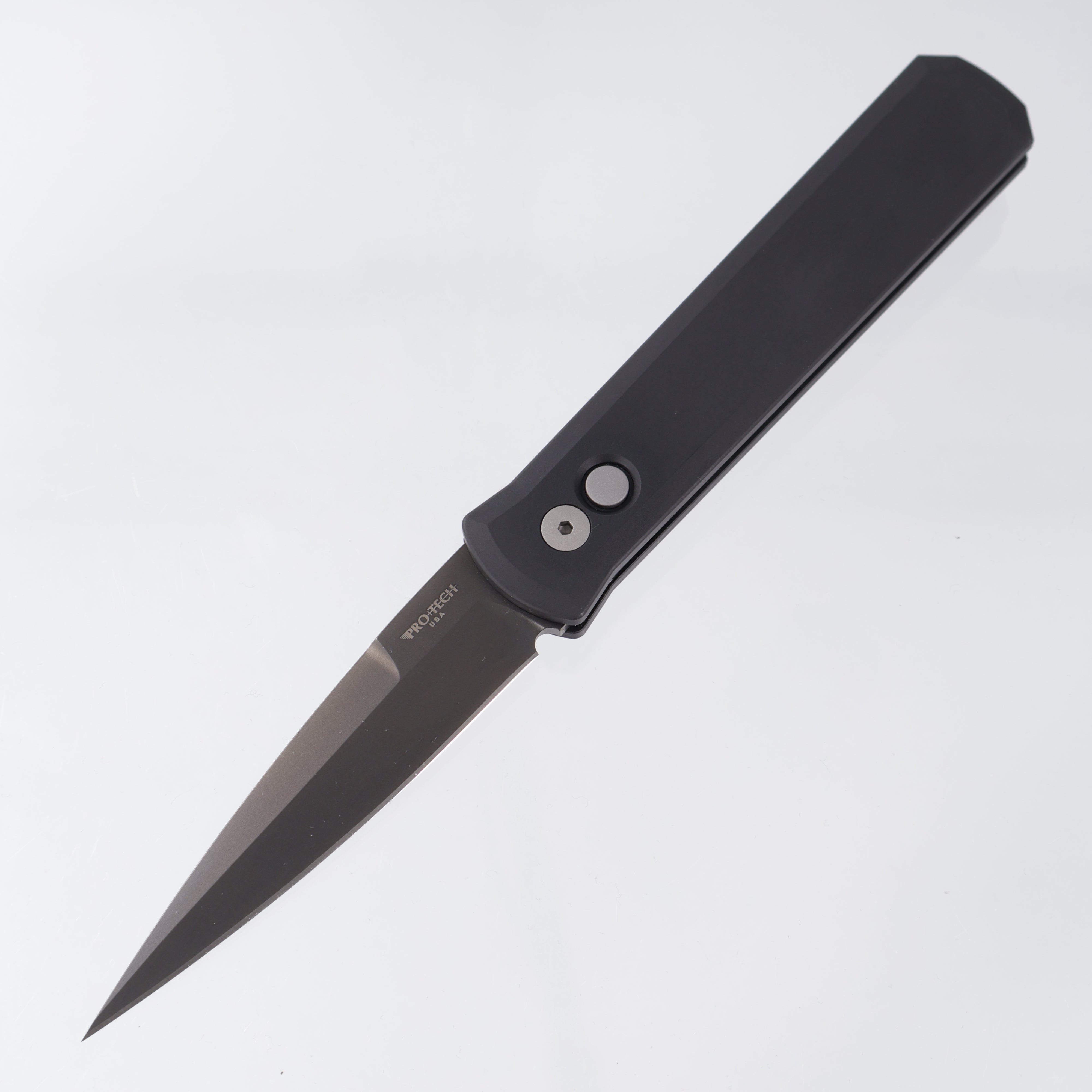 Pro-Tech Godfather - Black Aluminum - Smoky Grey 154CM - 921-SG