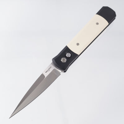 Pro-Tech Godfather Tuxedo - Black Aluminum w/ Ivory Micarta Inlays - Satin 154CM - 951