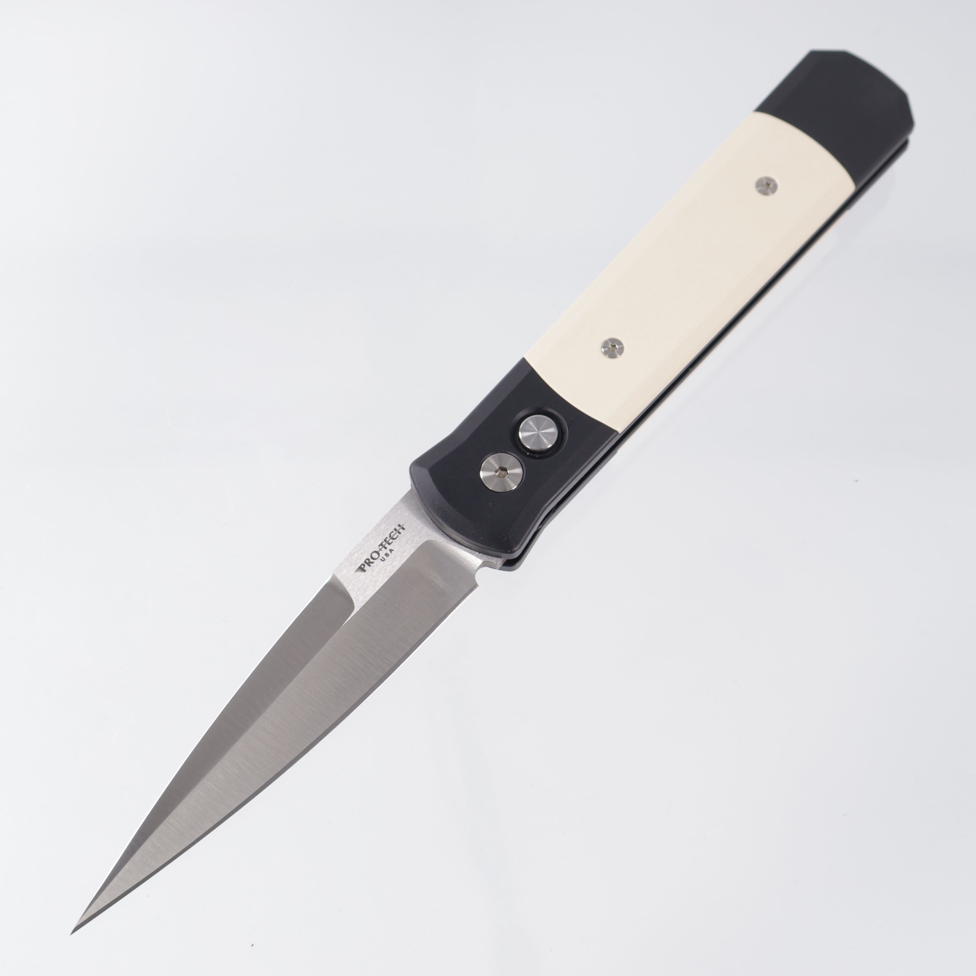 Pro-Tech Godfather Tuxedo - Black Aluminum w/ Ivory Micarta Inlays - Satin 154CM - 951