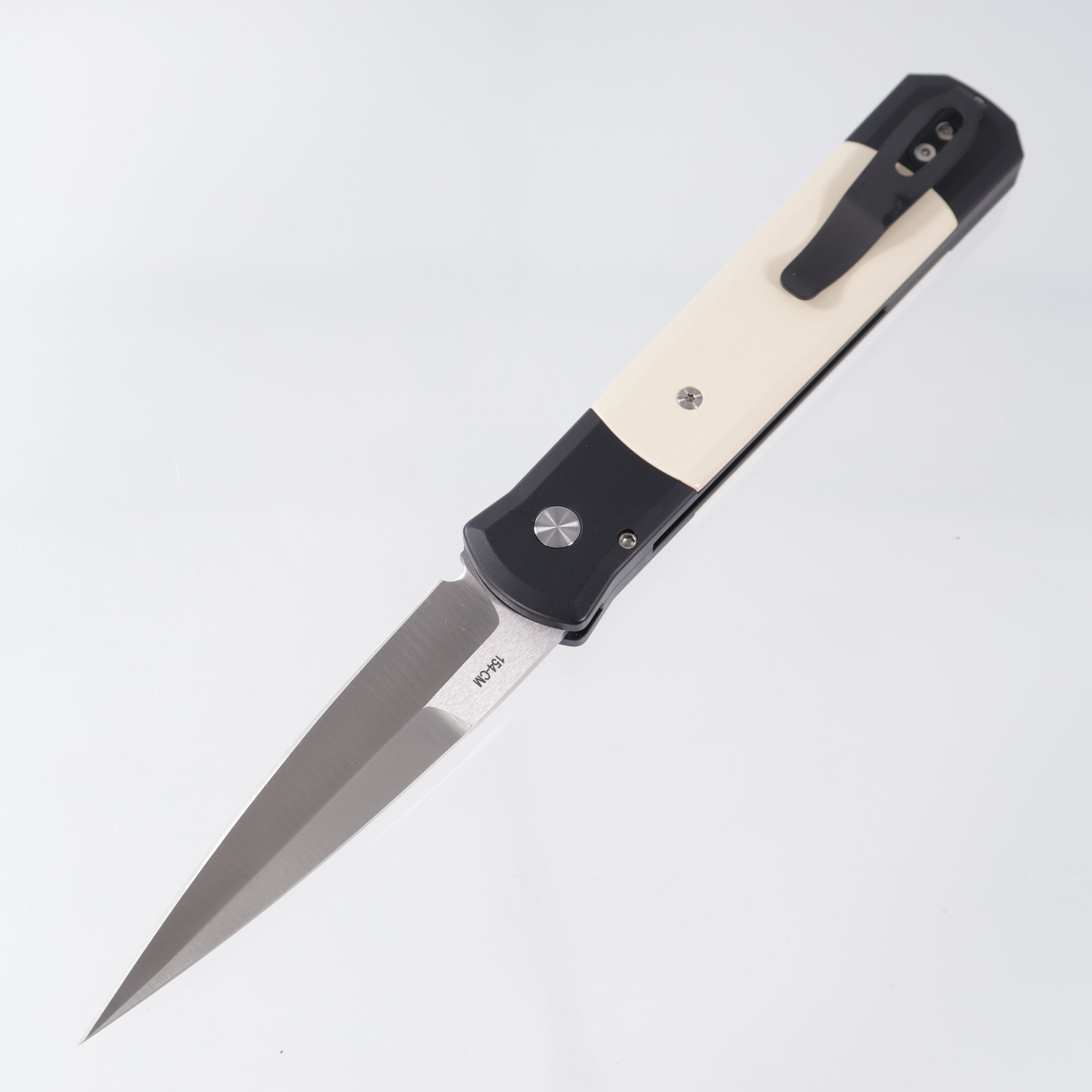 Pro-Tech Godfather Tuxedo - Black Aluminum w/ Ivory Micarta Inlays - Satin 154CM - 951