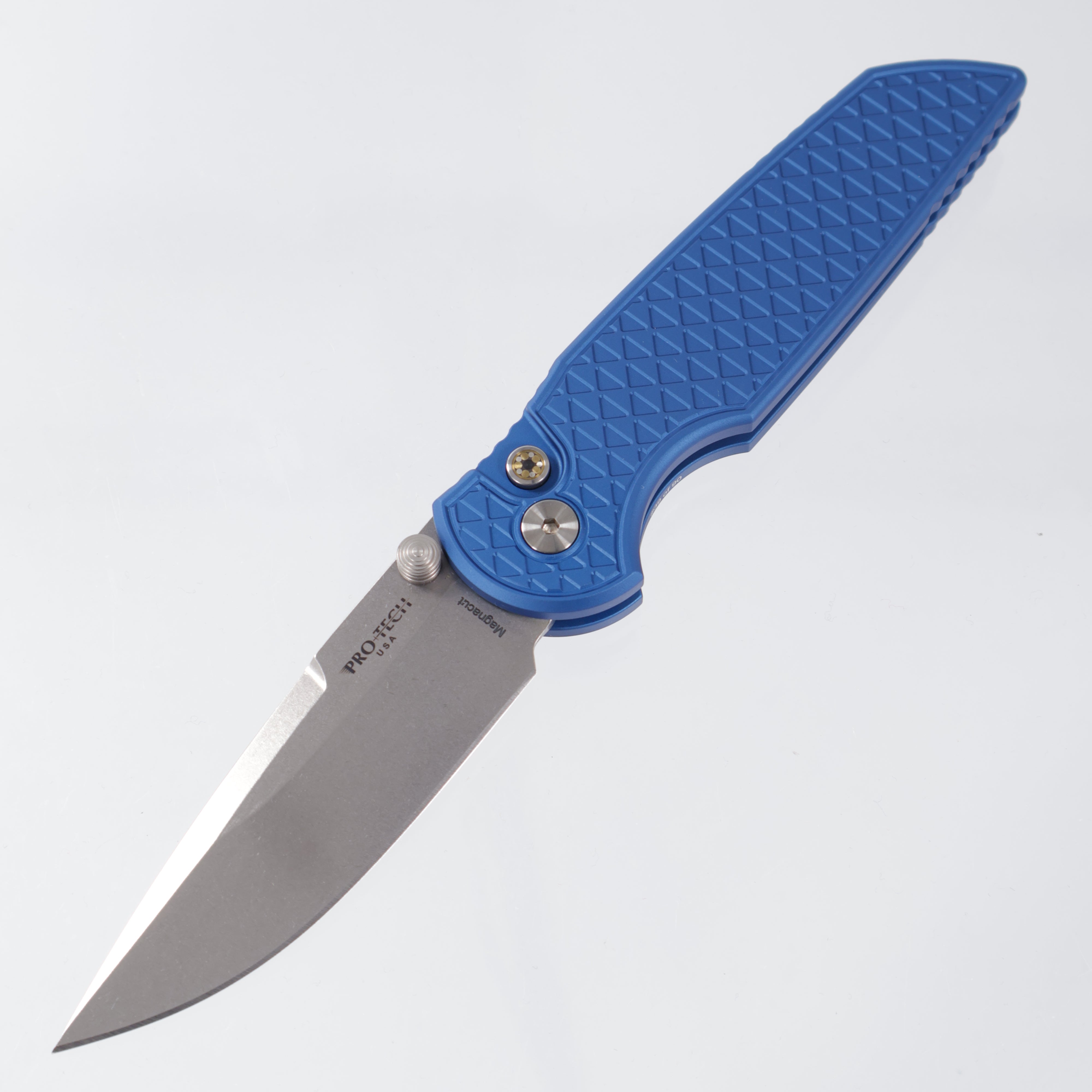 Pro-Tech TR-3 Integrity - Blue Aluminum w/ Relic Milling & Mosaic Button - Magnacut Stonewash - BST26.INT.1