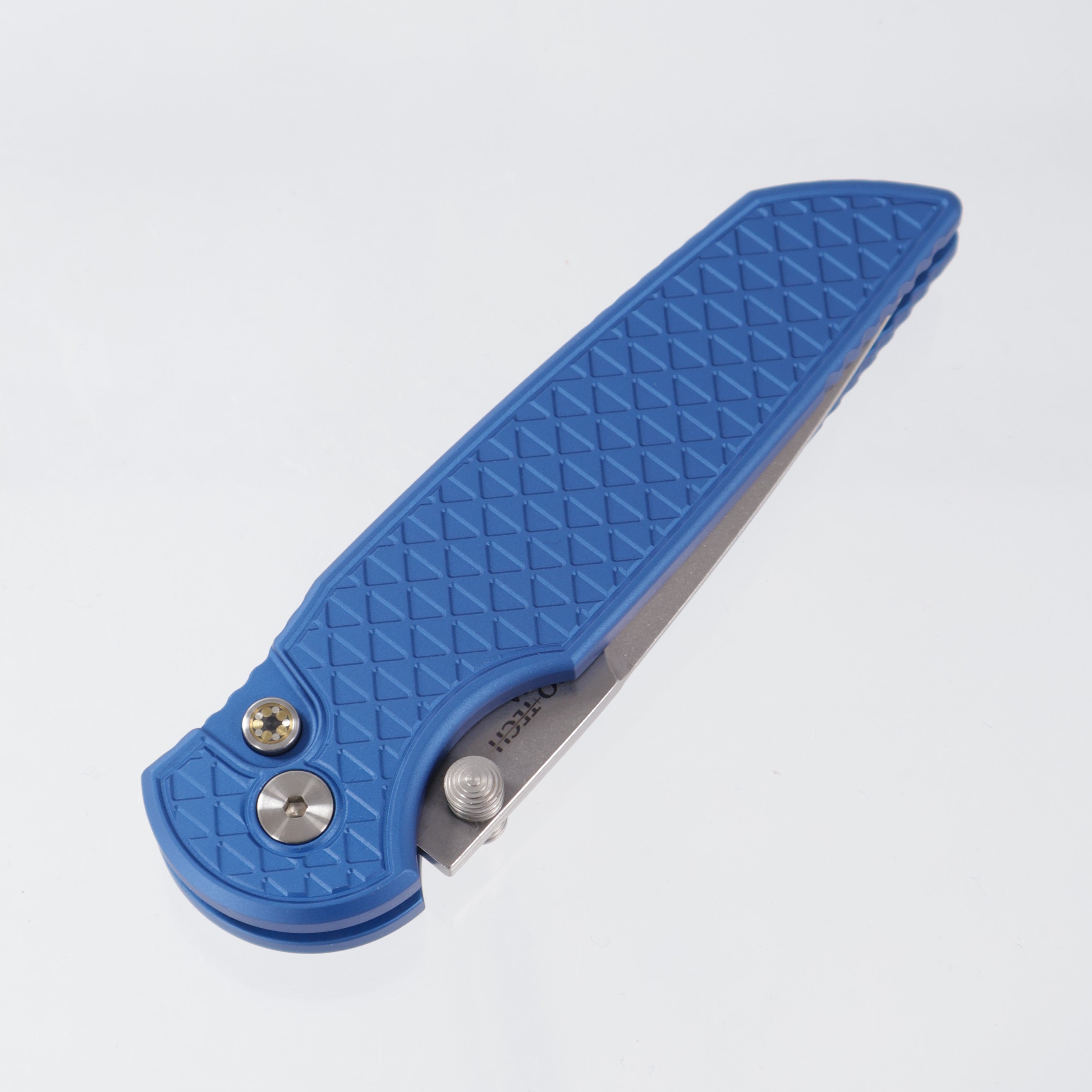 Pro-Tech TR-3 Integrity - Blue Aluminum w/ Relic Milling & Mosaic Button - Magnacut Stonewash - BST26.INT.1