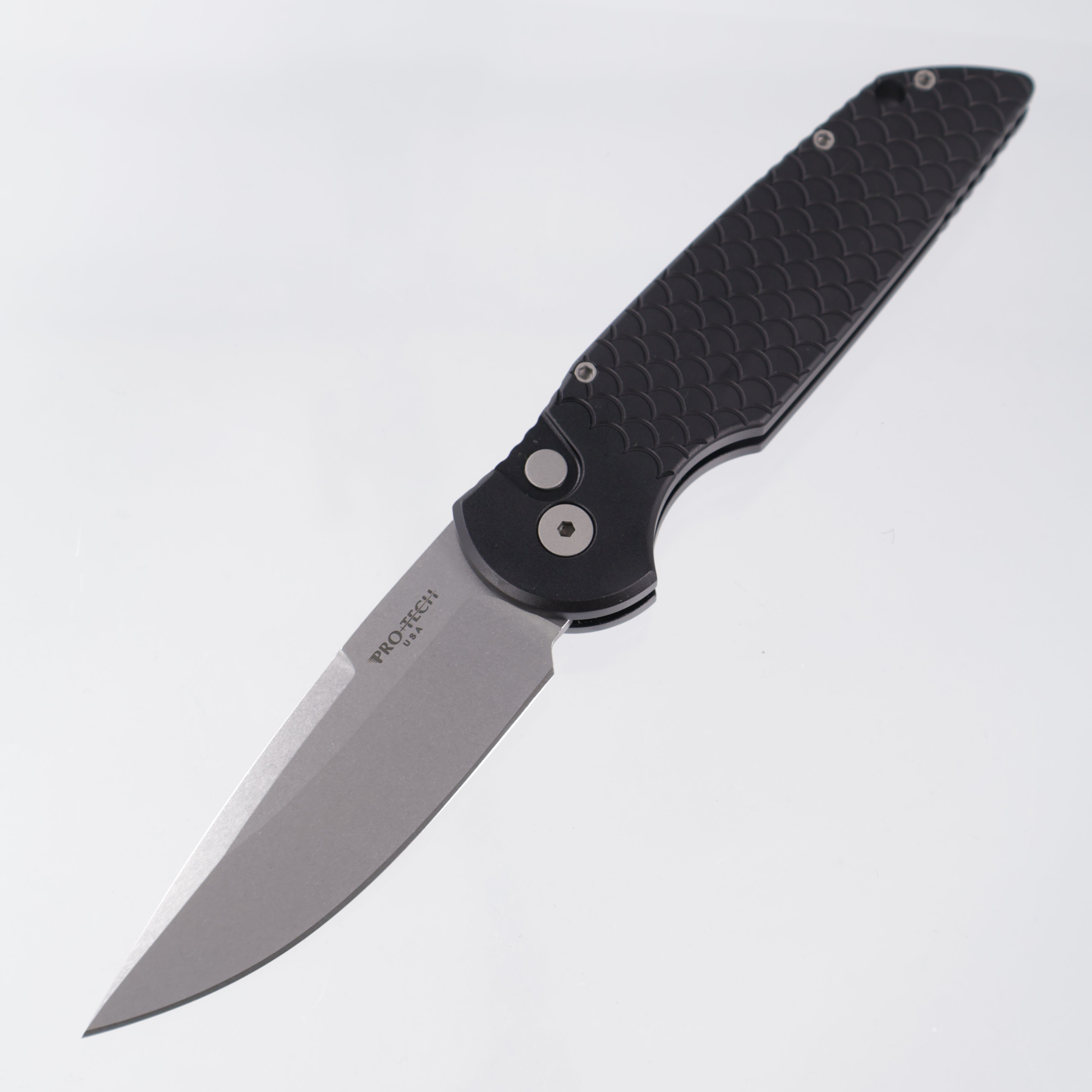 Pro-Tech TR-3 X1 SW Auto - Black Aluminum w/ Fishscale Texture - Stonewash 154CM