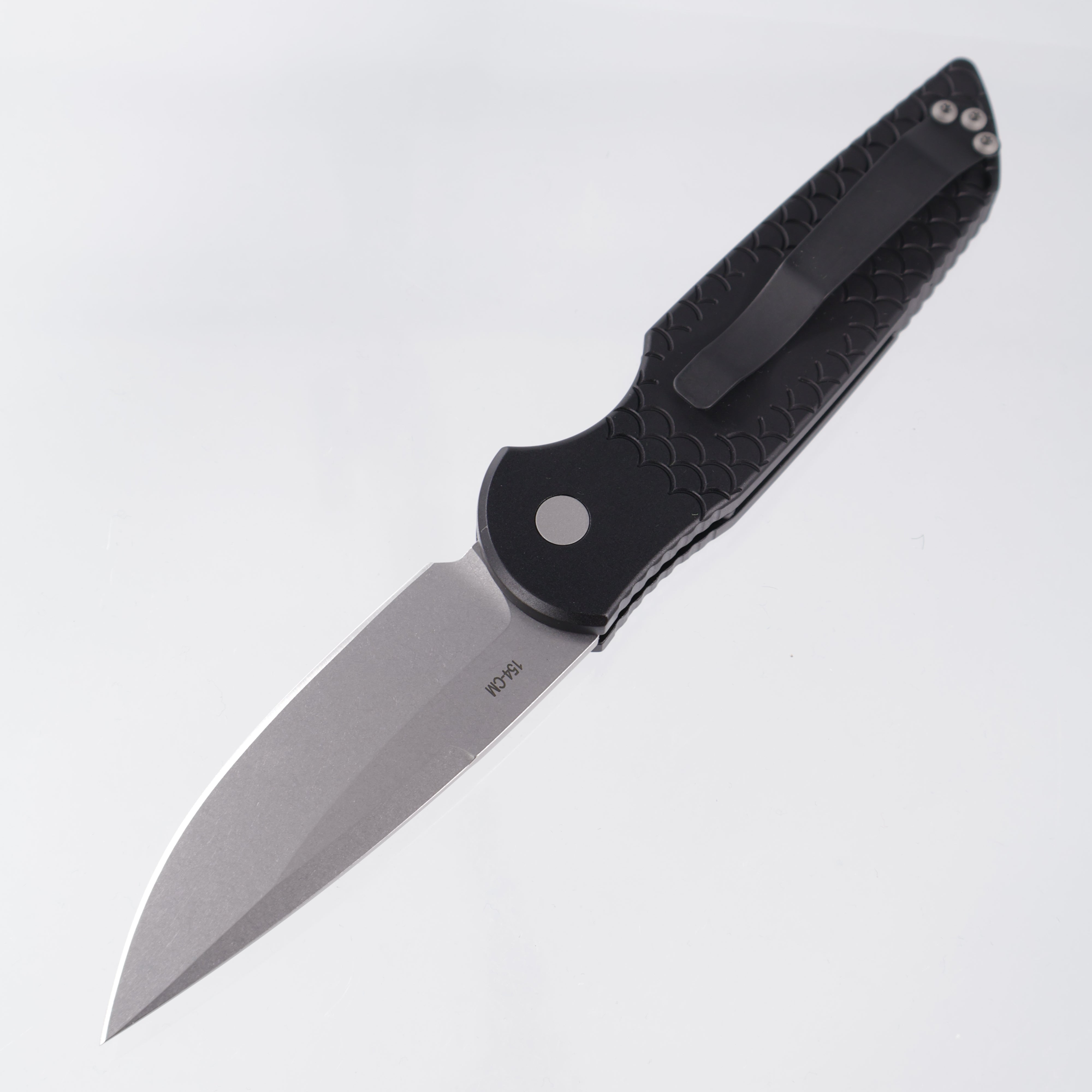 Pro-Tech TR-3 X1 SW Auto - Black Aluminum w/ Fishscale Texture - Stonewash 154CM