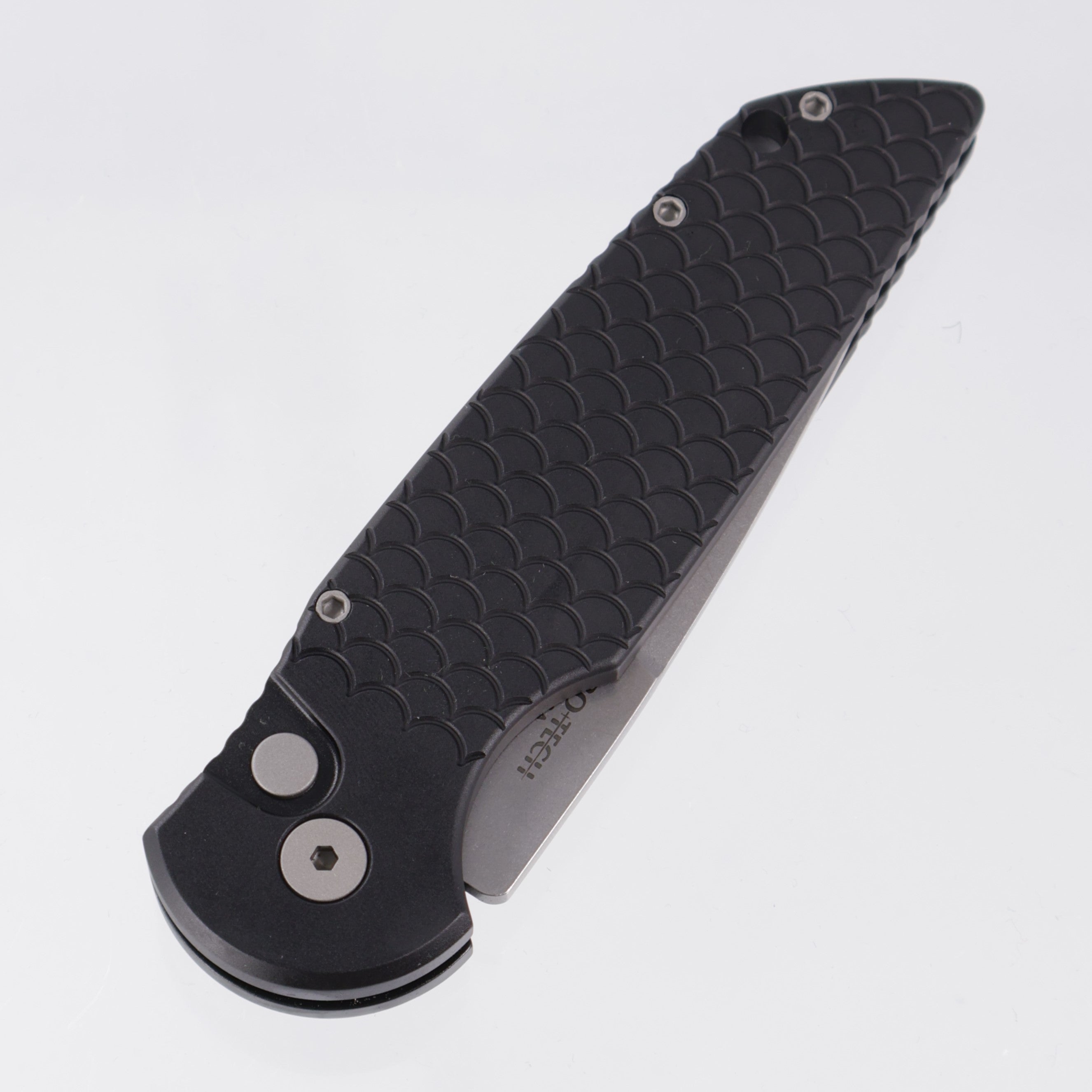 Pro-Tech TR-3 X1 SW Auto - Black Aluminum w/ Fishscale Texture - Stonewash 154CM