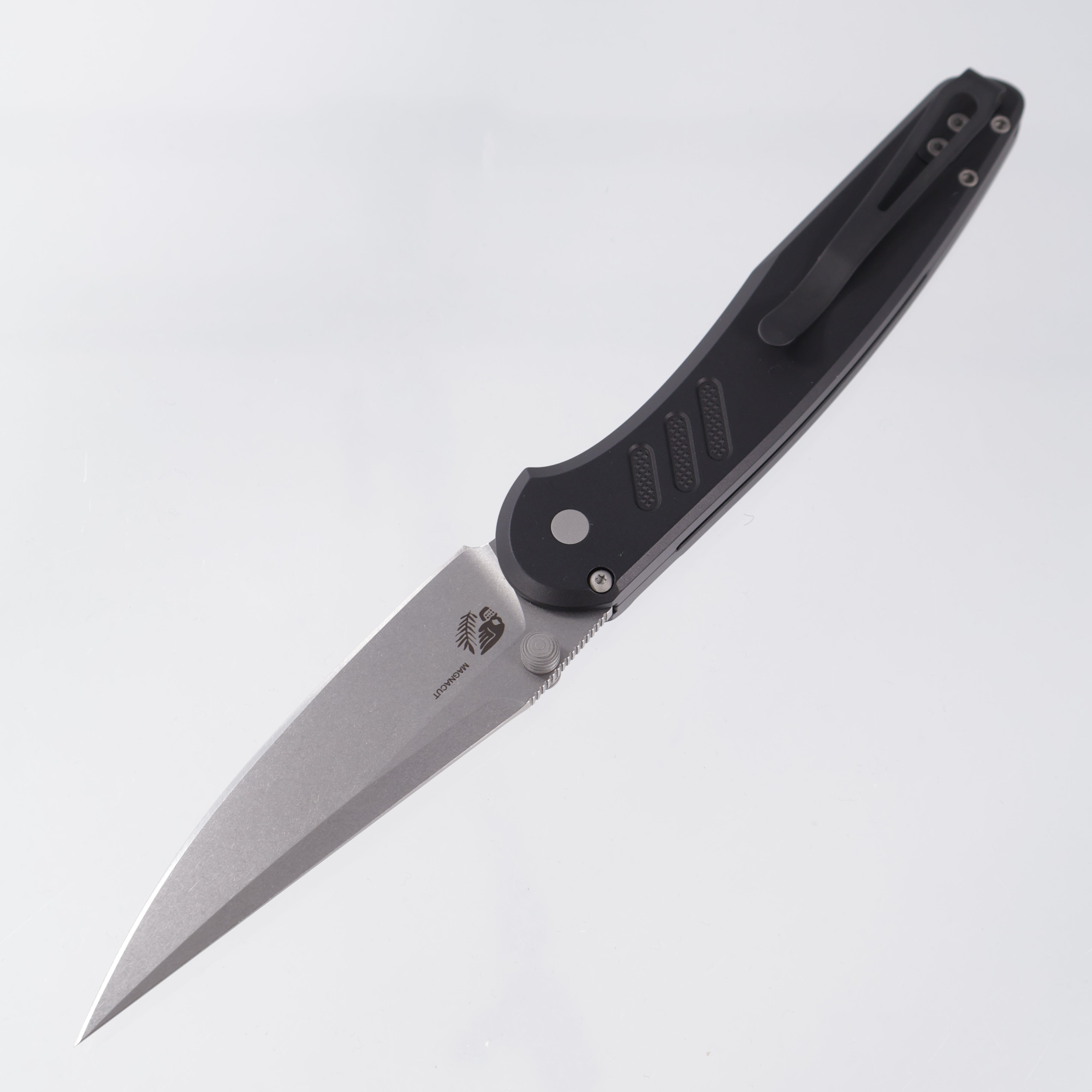 Pro-Tech Avalon - Black Knurled Aluminum - Stonewash Magnacut - PN1101