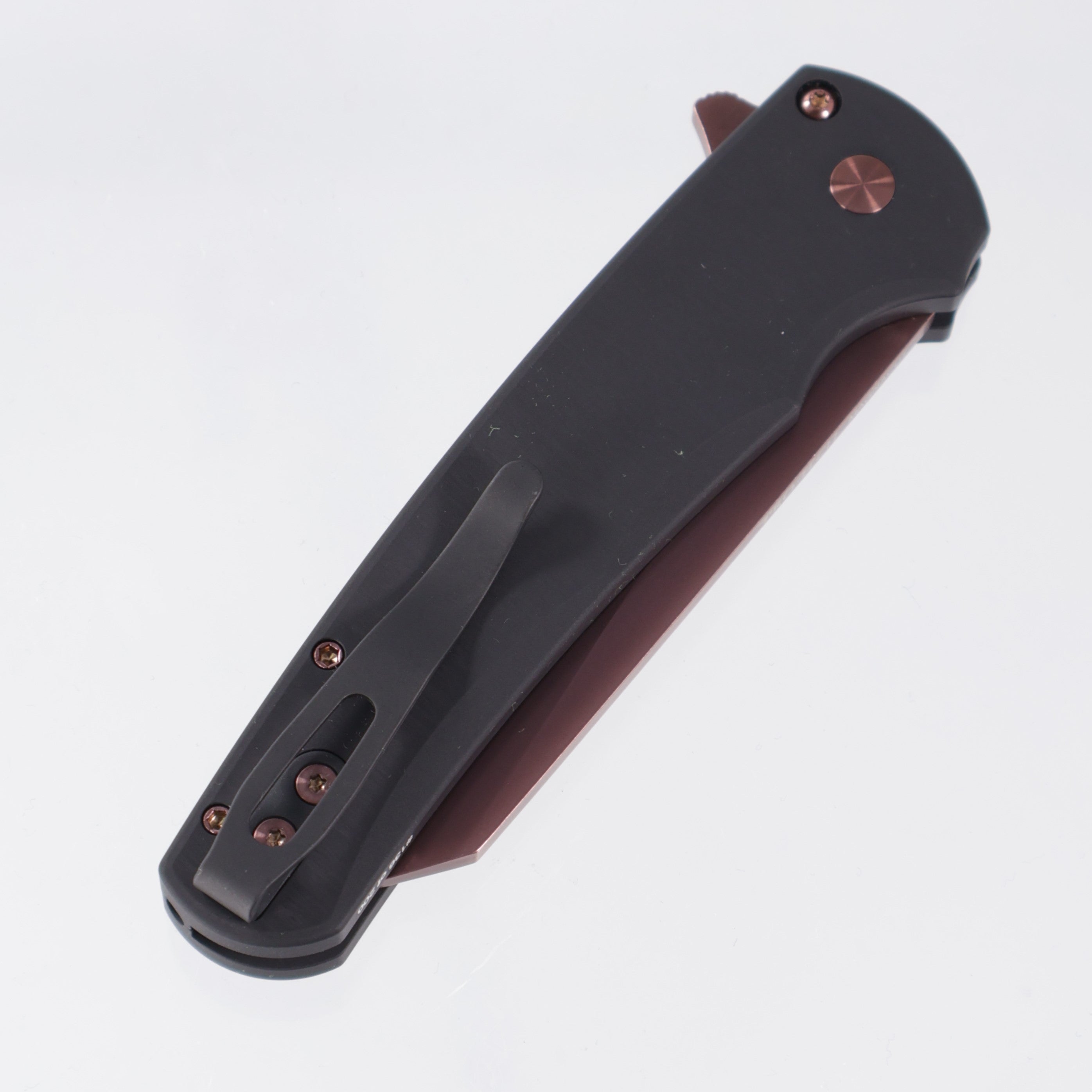 Pro-Tech Malibu Reverse Tanto - Black Aluminum w/ Black Lip Pearl Button - Copper Rose PVD Magnacut - BSA26.Malibu.1