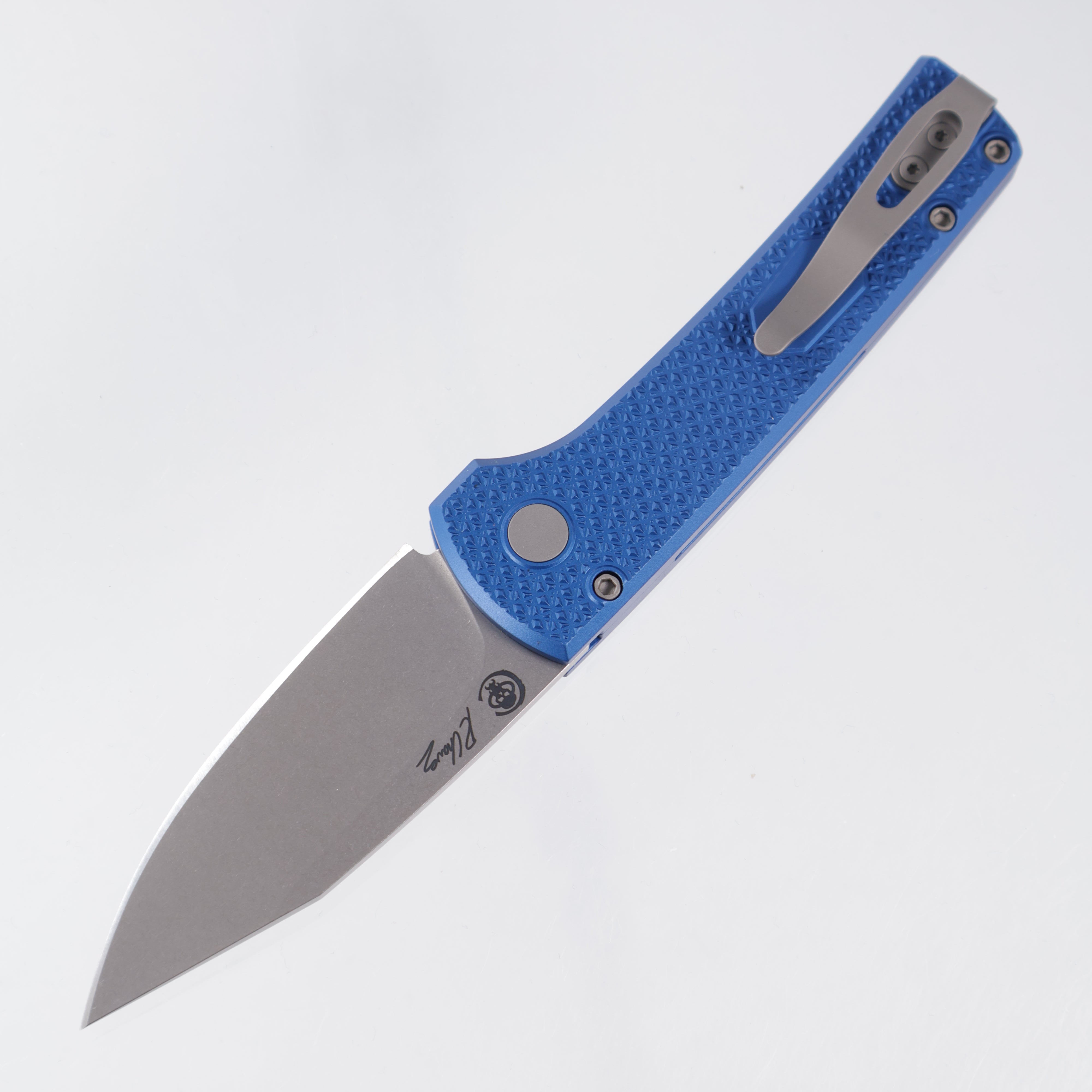 Pro-Tech Scapegoat Compact - Blue Carbide Texture Aluminum - Stonewash MagnaMax - RC1105-Blue