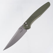 Pro-Tech Avalon - Green Knurled Aluminum - Stonewash Magnacut - PN1101-Green