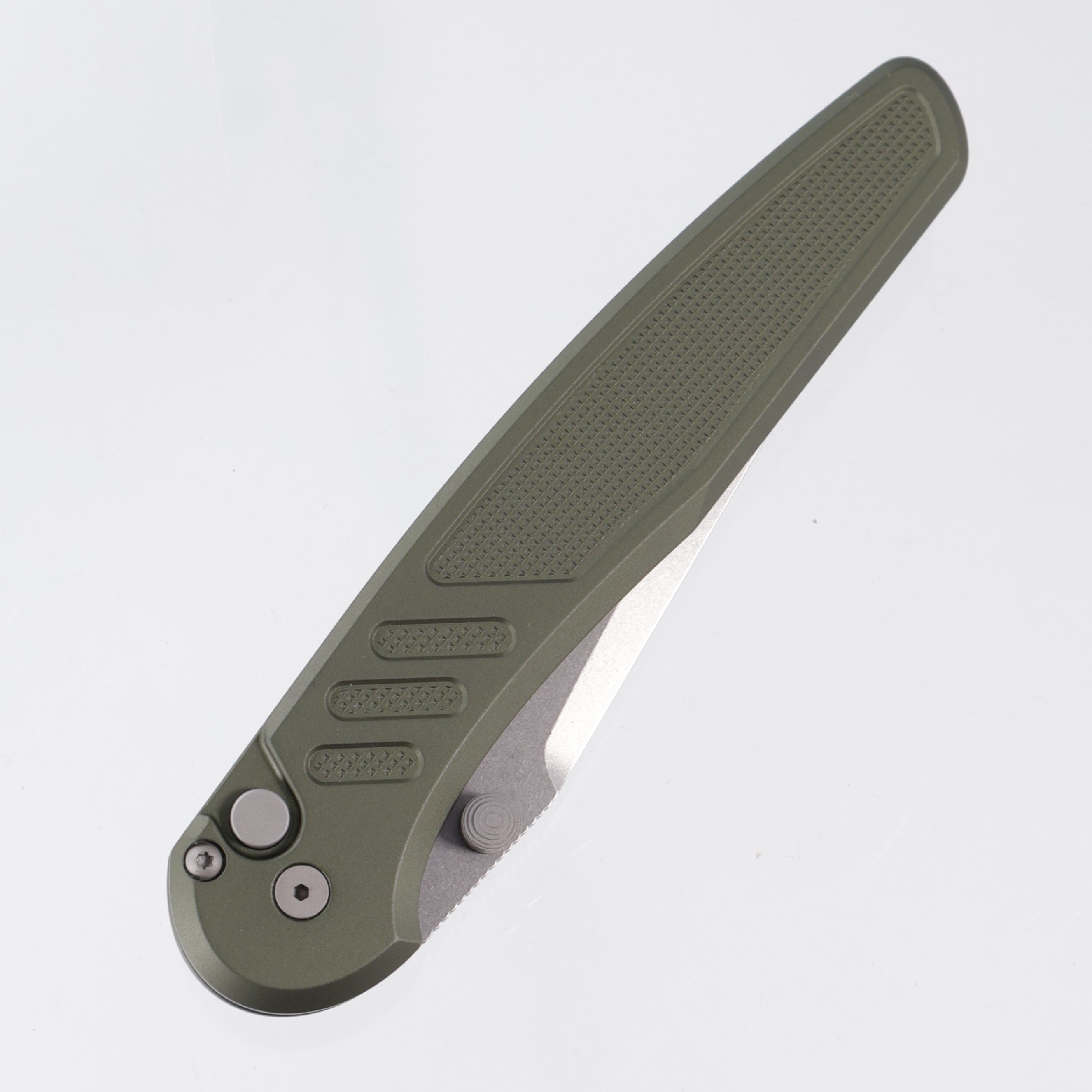 Pro-Tech Avalon - Green Knurled Aluminum - Stonewash Magnacut - PN1101-Green