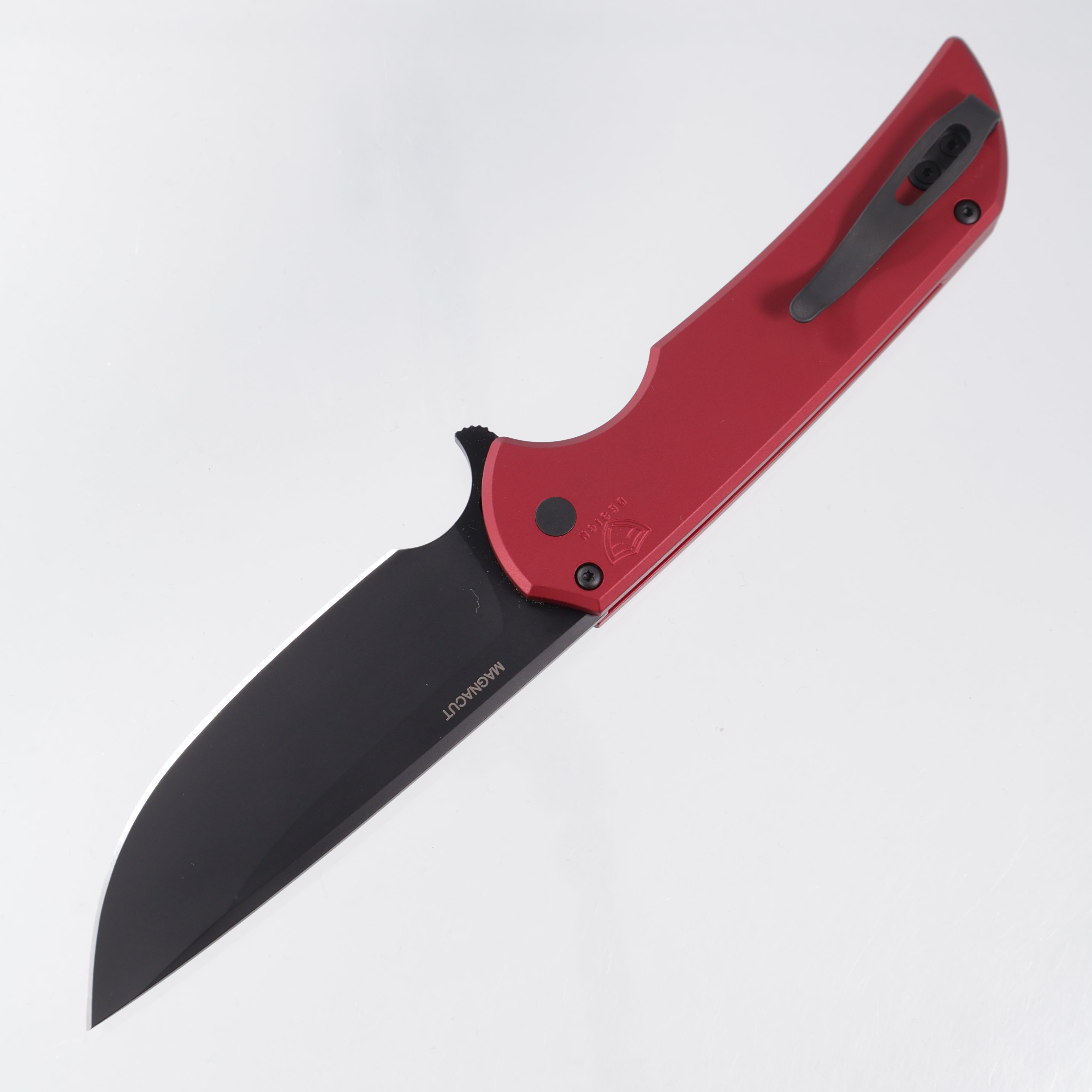 Pro-Tech Mordax - Red Aluminum w/ Black Lip Pearl Button - DLC Magnacut - MX103-LTD Red