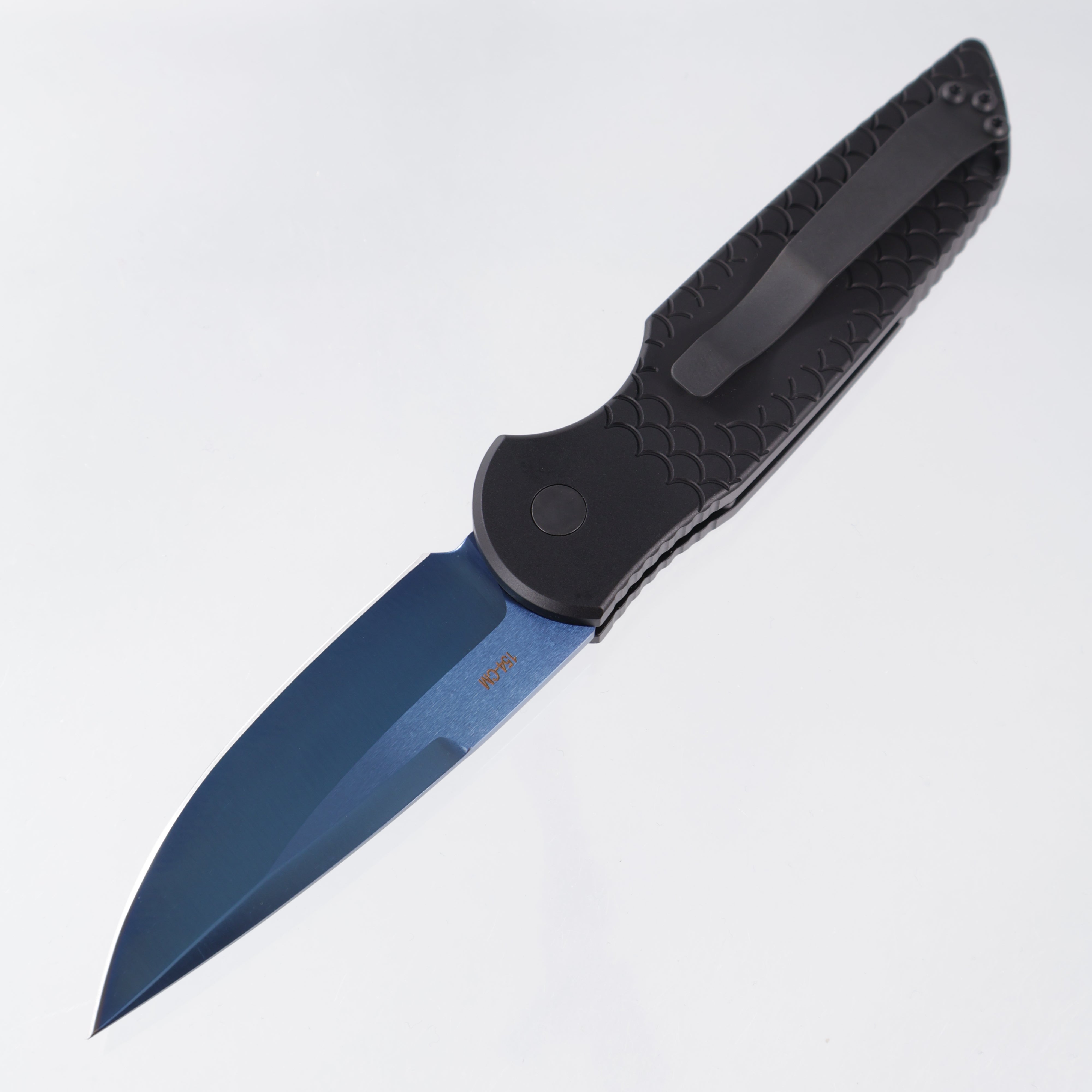 Pro-Tech TR-3 - Black Fishscale Aluminum w/ Abalone Button - Sapphire PVD 154CM - TR-3 X1 SB