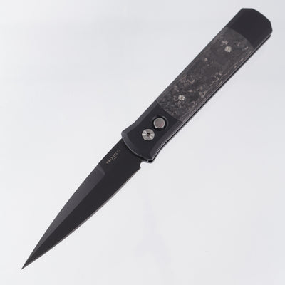 Pro-Tech Godfather - Black Aluminum w/ Black TechnoCarbo Inlays & Black Lip Pearl Button - DLC 154CM - 905-LTD TC BLACK
