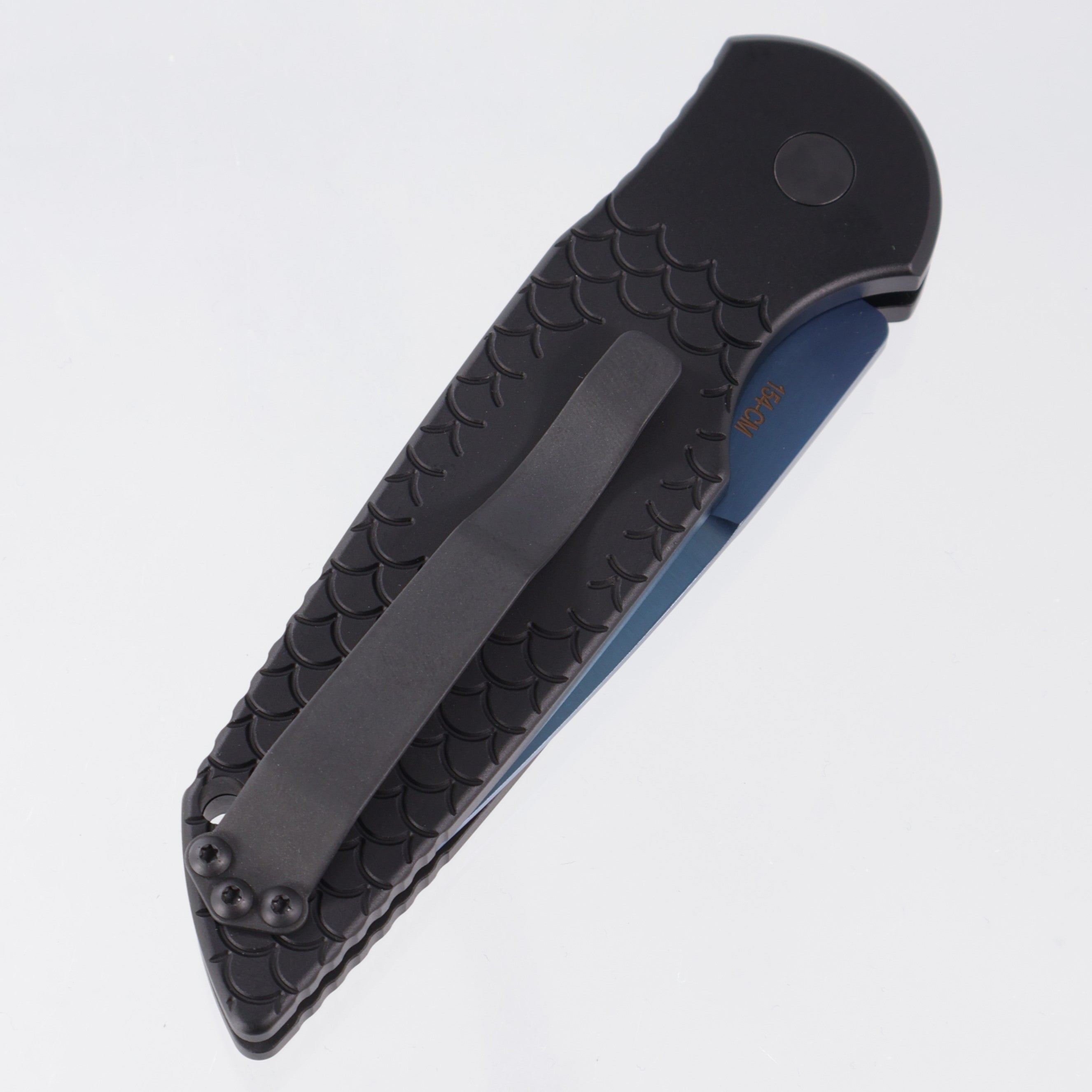 Pro-Tech TR-3 - Black Fishscale Aluminum w/ Abalone Button - Sapphire PVD 154CM - TR-3 X1 SB