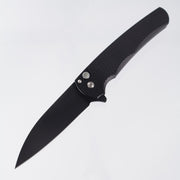 Pro-Tech Malibu Wharncliffe - Black Dragonscale Texture Aluminum w/ Black Lip Pear Button - DLC Magnacut - 5336-LTD