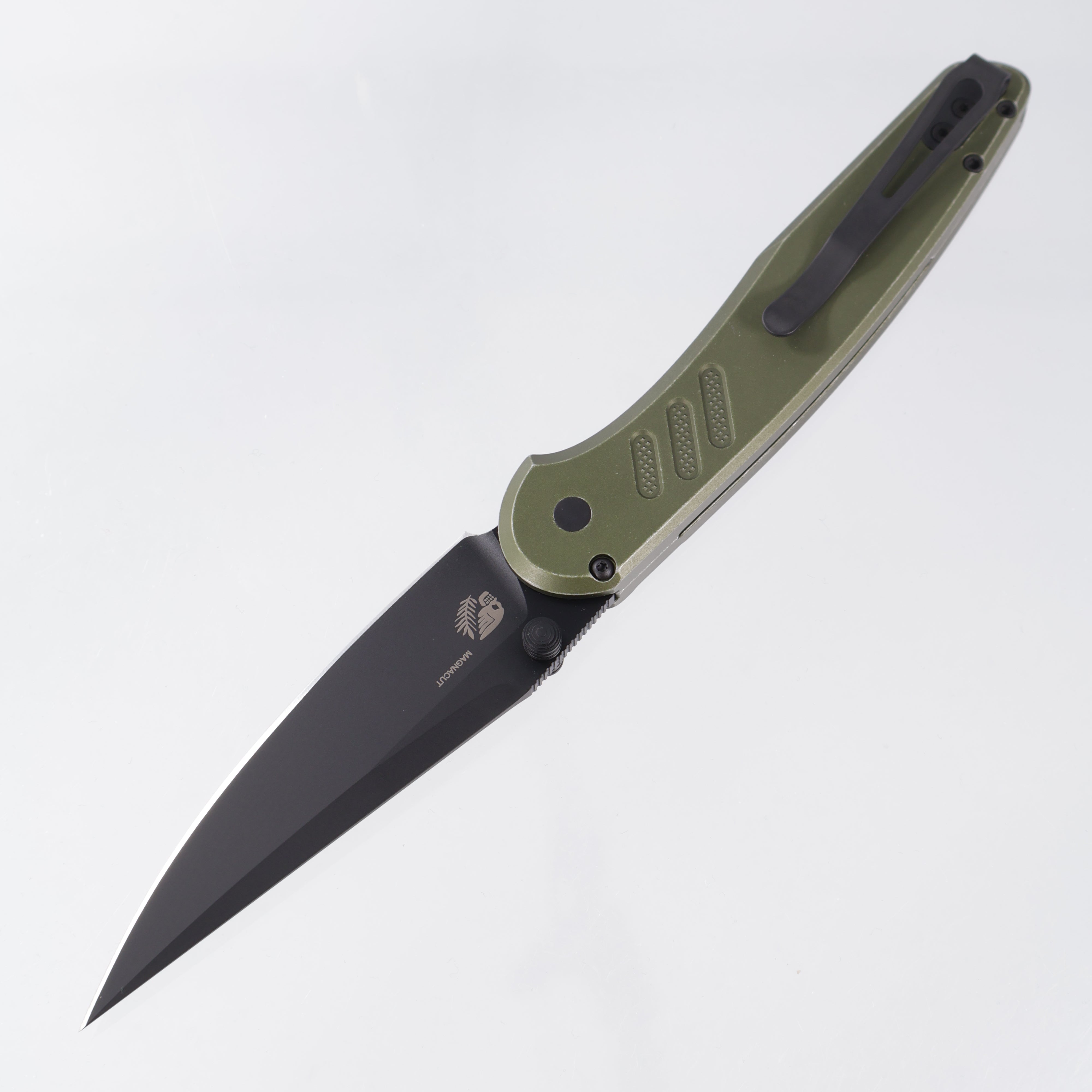 Pro-Tech Avalon - Green Battleworn Knurled Aluminum - DLC Magnacut - PN1103-BW GREEN