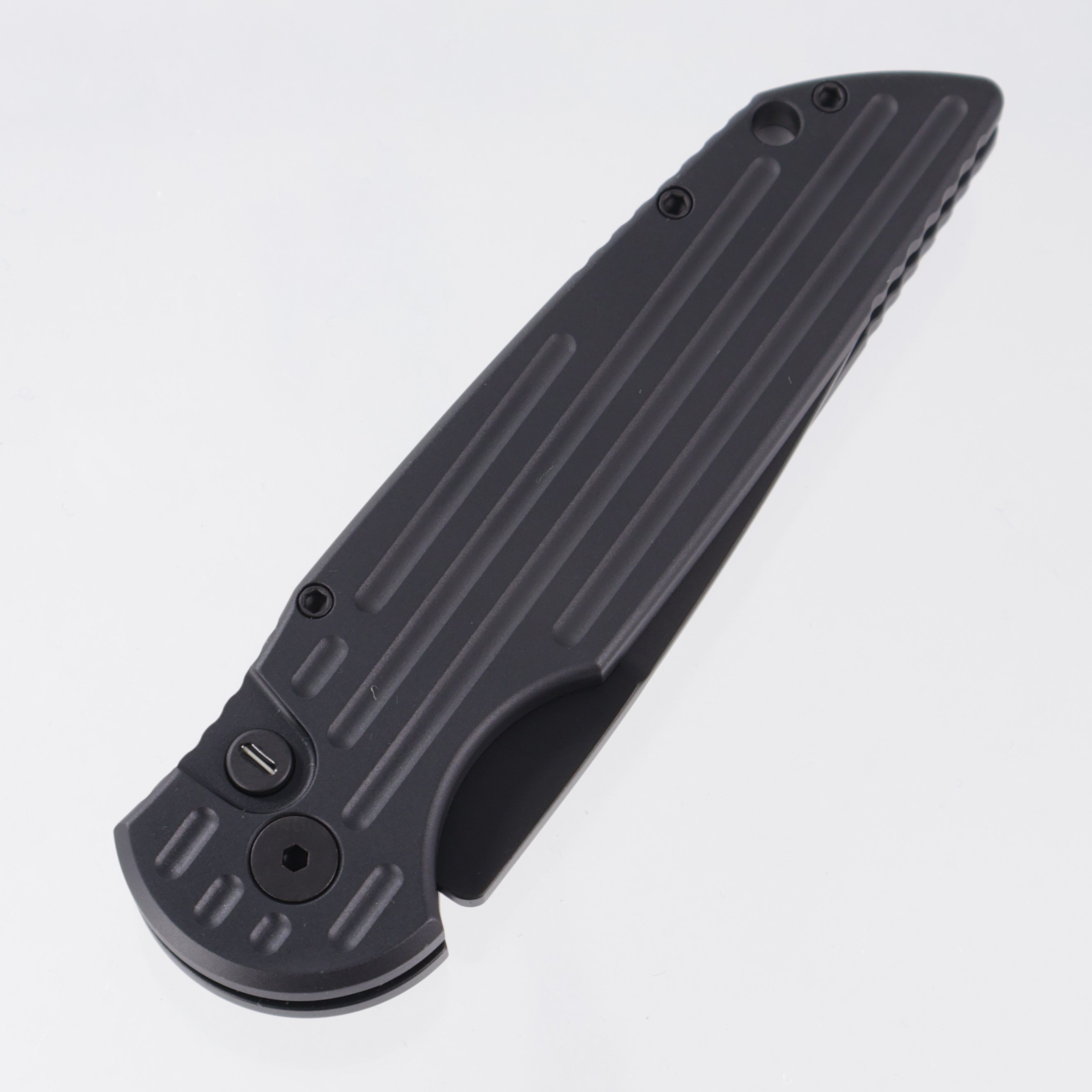 Pro-Tech TR-3 SWAT Operator - Black Grooved Aluminum w/ Tritium Button - Sterile DLC 154CM