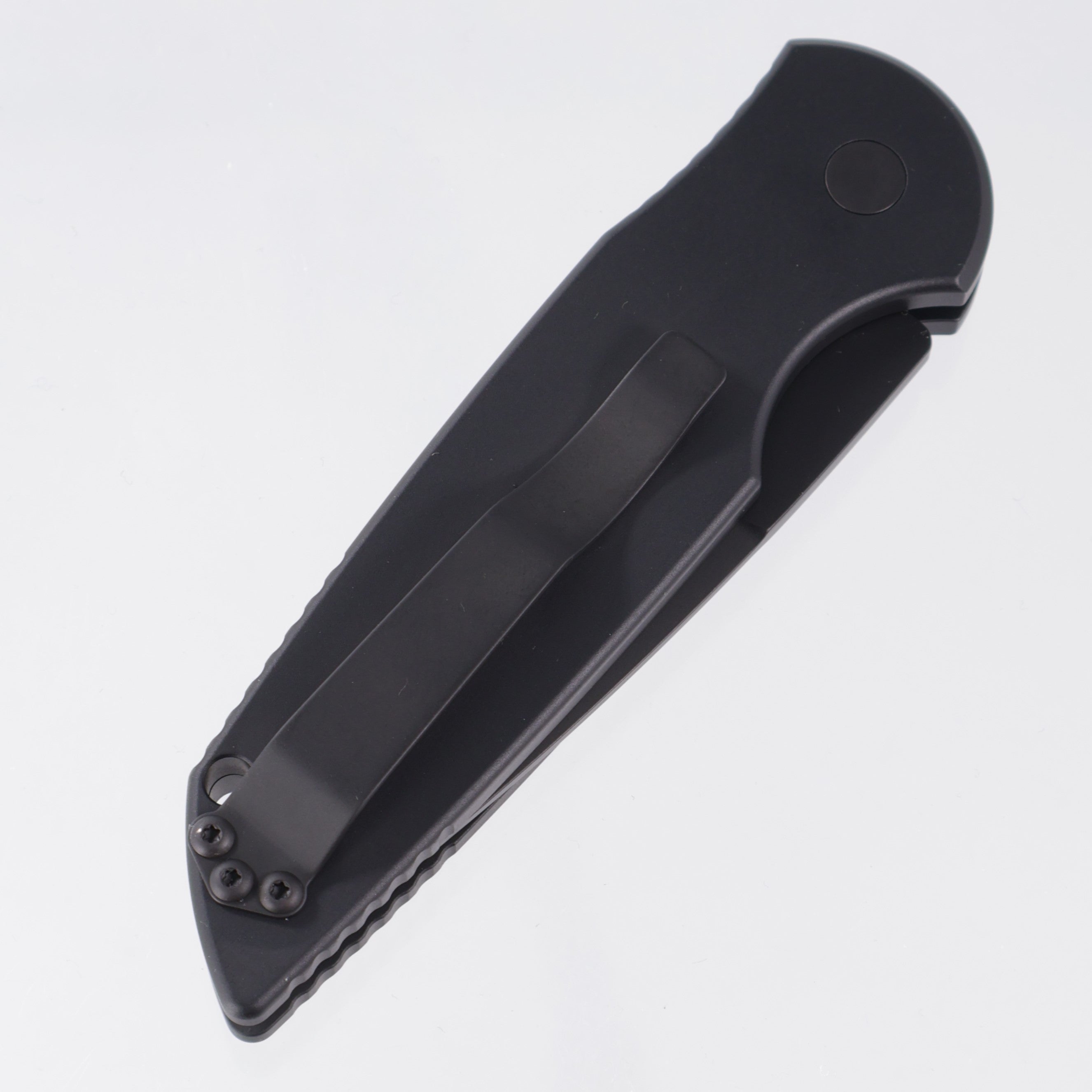 Pro-Tech TR-3 SWAT Operator - Black Grooved Aluminum w/ Tritium Button - Sterile DLC 154CM