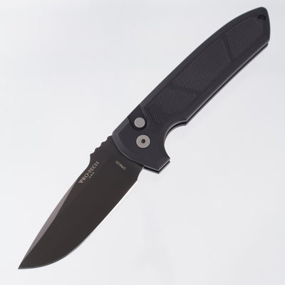 Protech Rockeye - Black Knurled Aluminum - Smoky Grey DLC CPM-D2 - LG325-D2