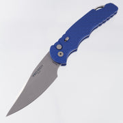 Pro-Tech TR-4 - Blue Feather Texture Aluminum w/ Safety - Stonewash MagnaMax - T4105F MM BLUE