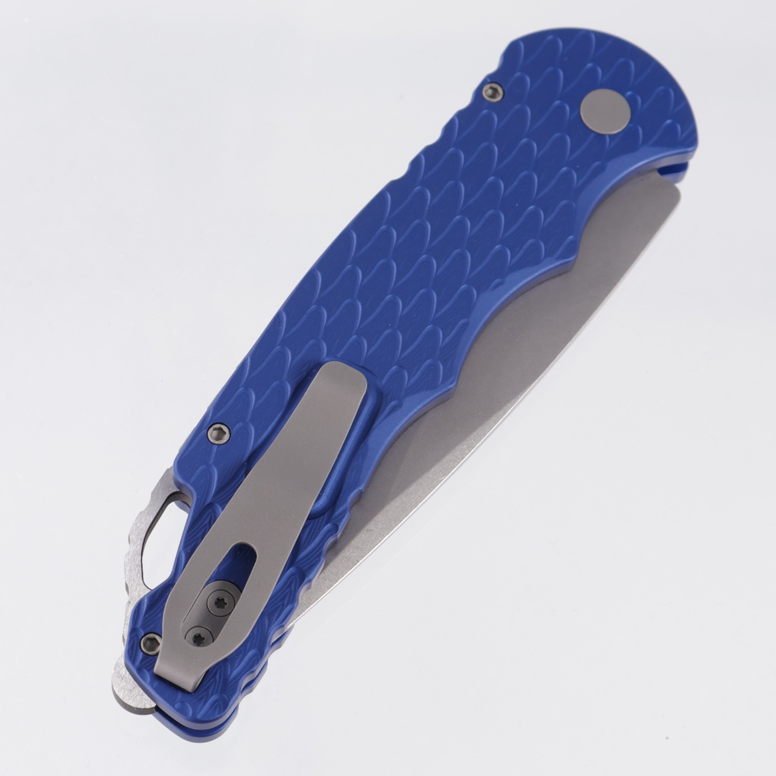 Pro-Tech TR-4 - Blue Feather Texture Aluminum w/ Safety - Stonewash MagnaMax - T4105F MM BLUE