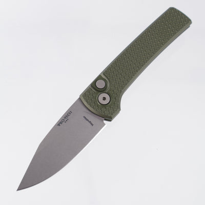 Pro-Tech Scapegoat Compact - Green Carbide Texture Aluminum - Stonewash Magnacut - RCS1105-GREEN