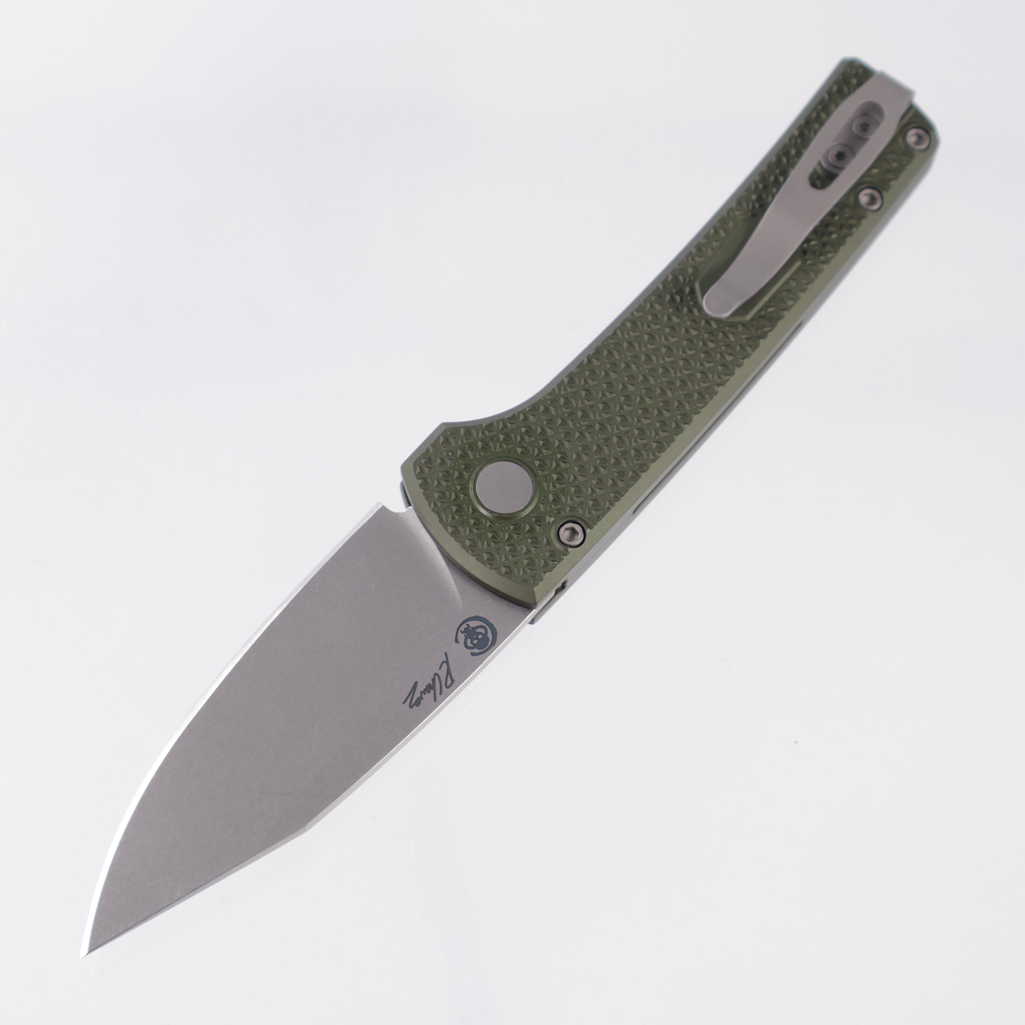 Pro-Tech Scapegoat Compact - Green Carbide Texture Aluminum - Stonewash Magnacut - RCS1105-GREEN