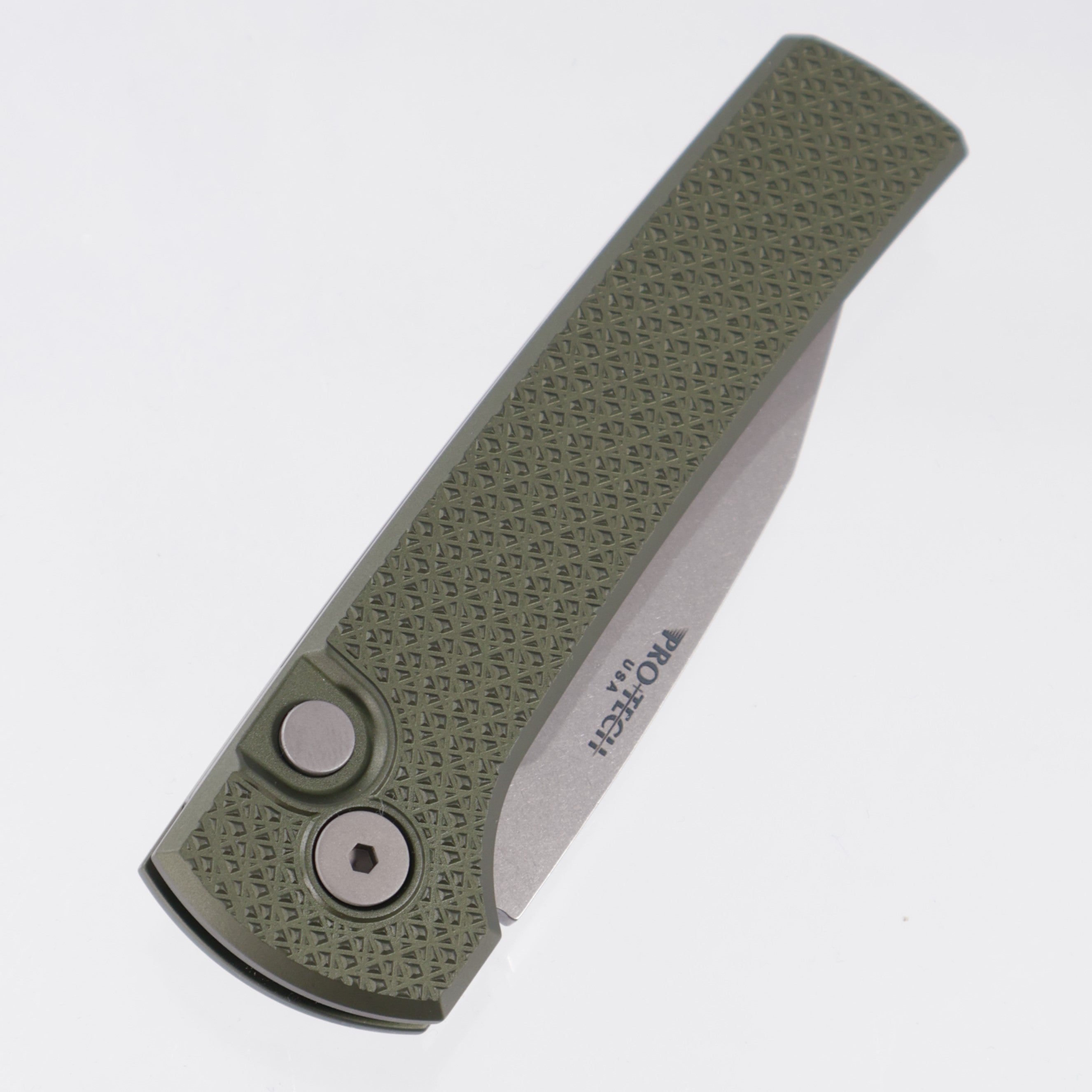 Pro-Tech Scapegoat Compact - Green Carbide Texture Aluminum - Stonewash Magnacut - RCS1105-GREEN