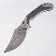 RMOR Knives The Mink - Titanium w/ Blue TechnoCarbo Inlays - Damascus Blade