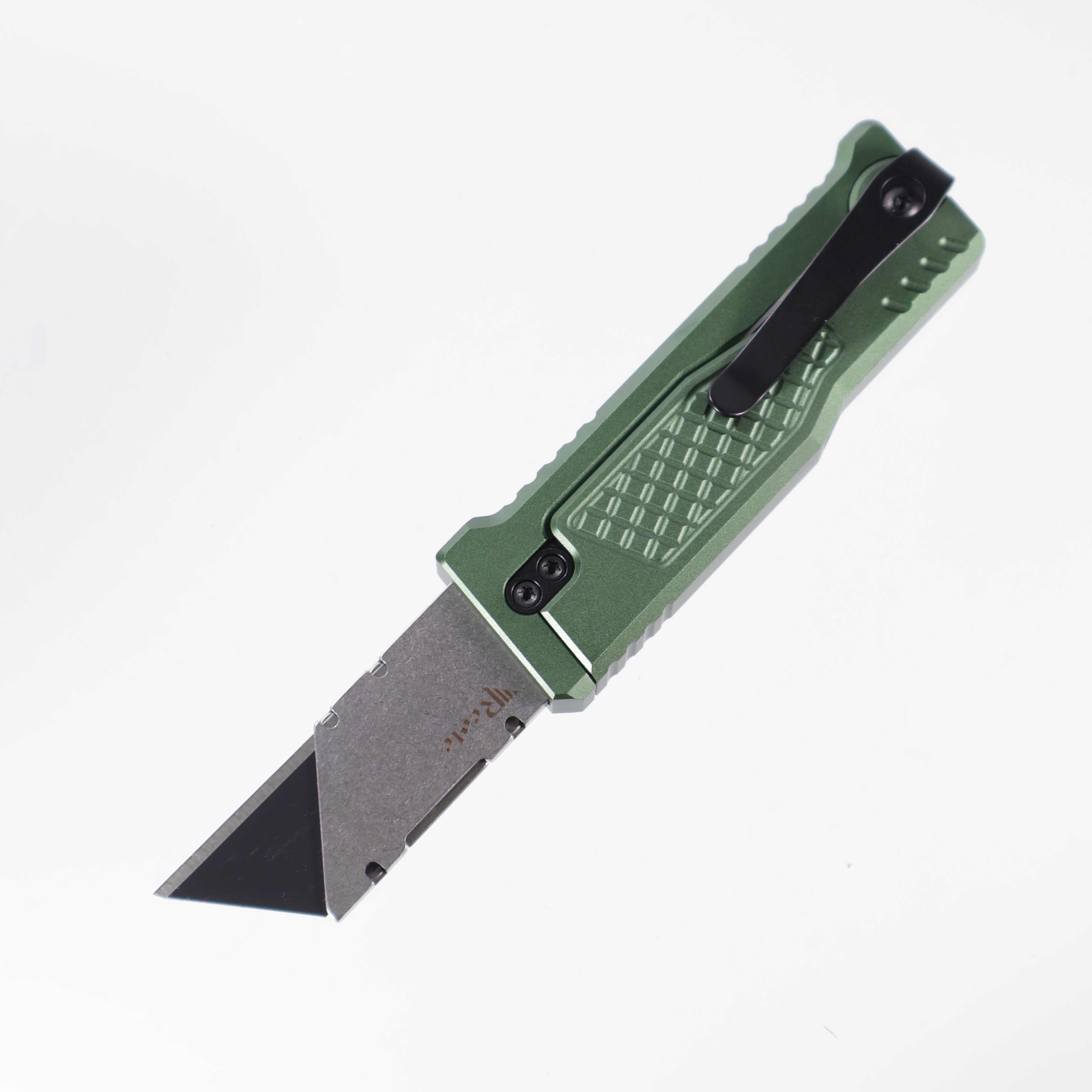 Reate EXO-U Utility - Diamond Pattern Green, Aluminum Handle Box Cutter
