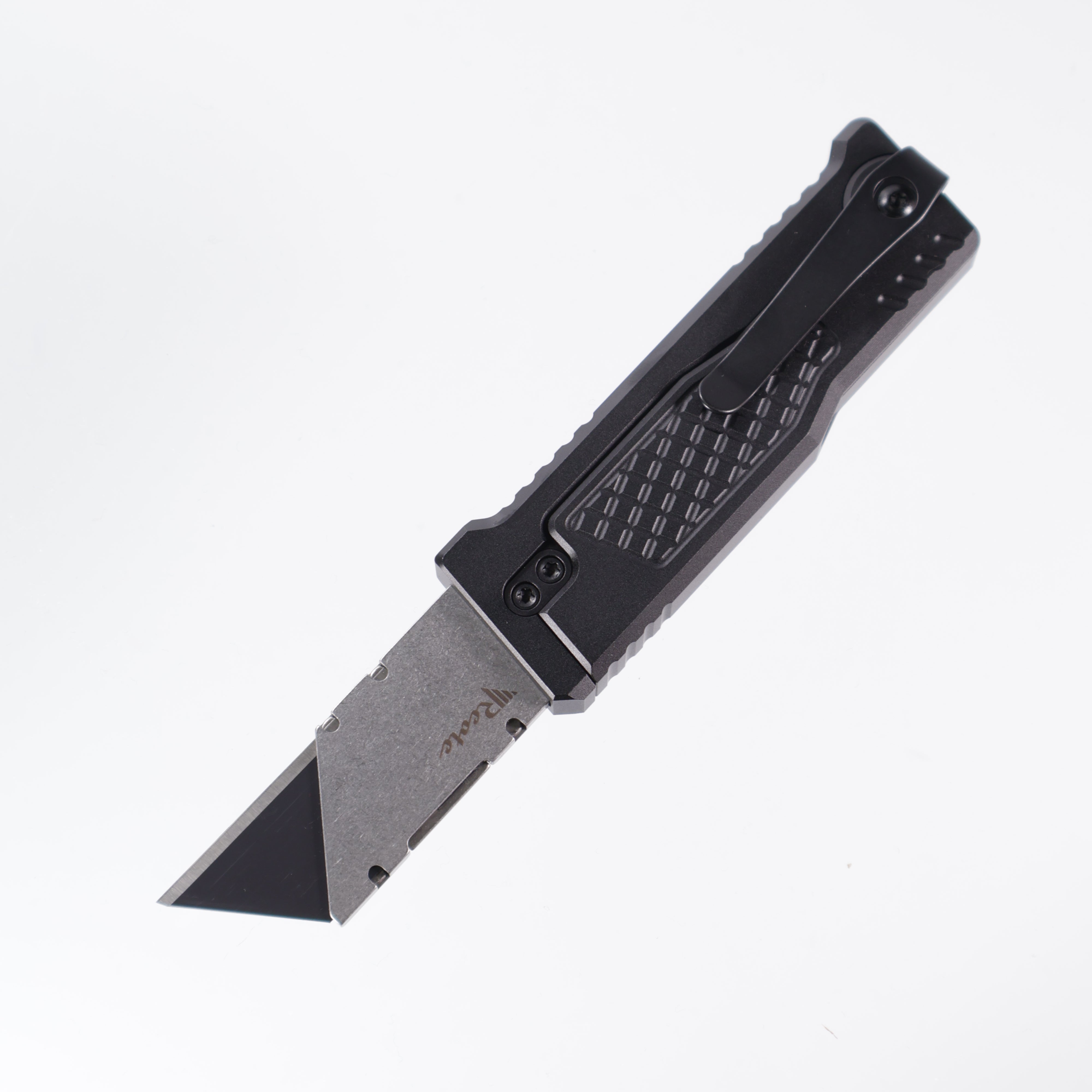 Reate EXO-U Utility - Diamond Pattern Black, Aluminum Handle Box Cutter