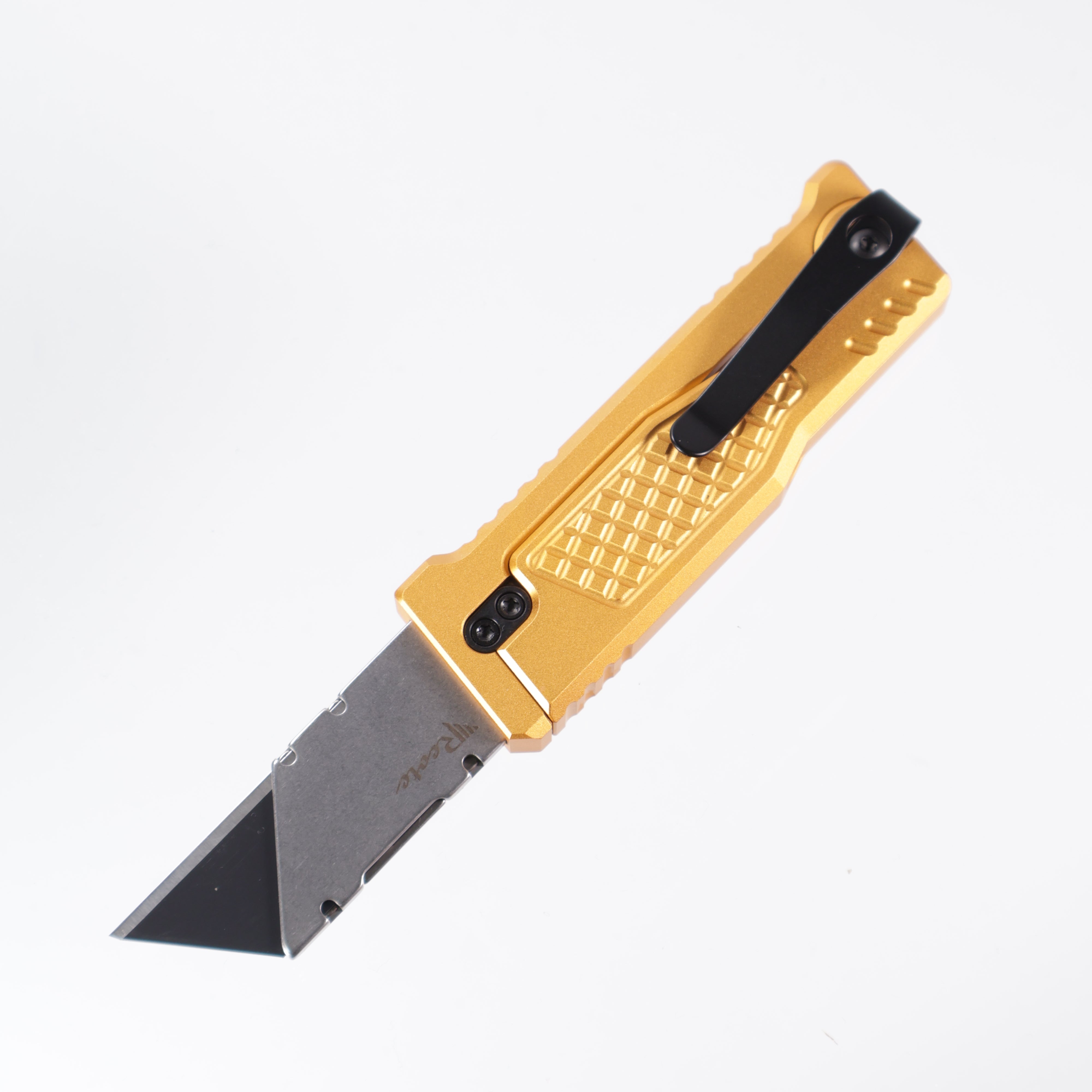 Reate EXO-U Utility - Diamond Pattern Gold, Aluminum Handle Box Cutter