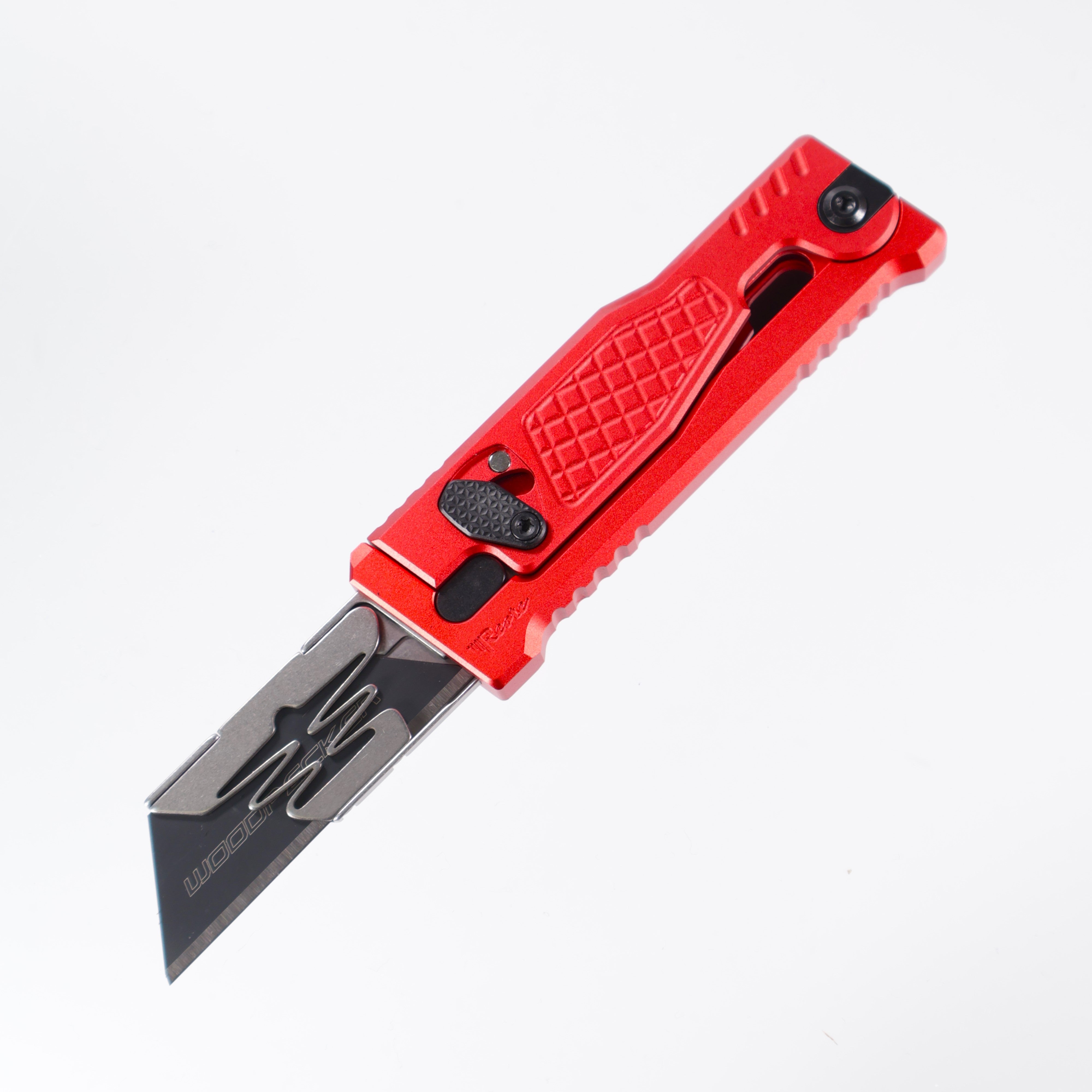 Exoblade Cutter Reate EXO-U Utility - Diamond Pattern Red, Aluminum Handle Box Cutter ...