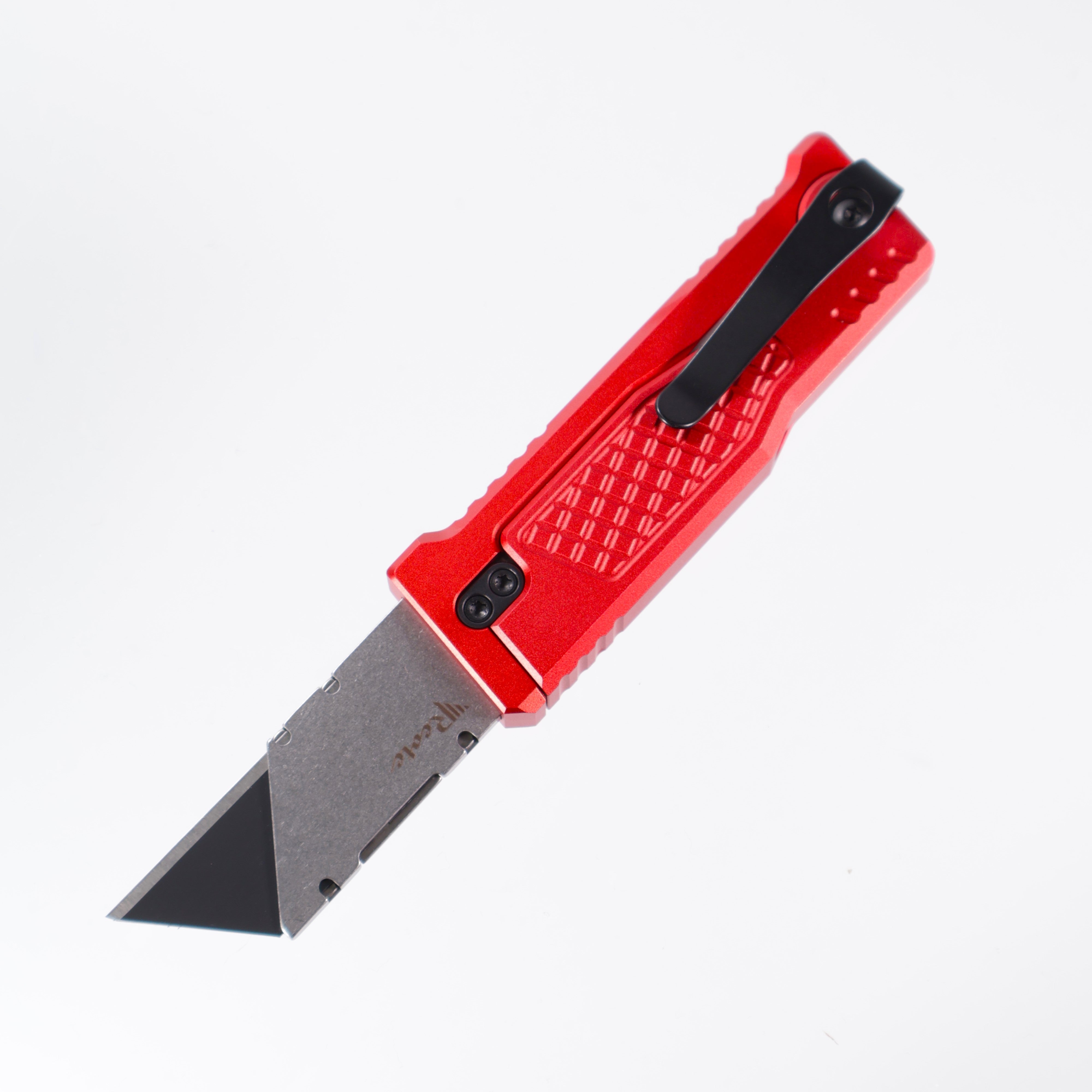 Reate EXO-U Utility - Diamond Pattern Red, Aluminum Handle Box Cutter