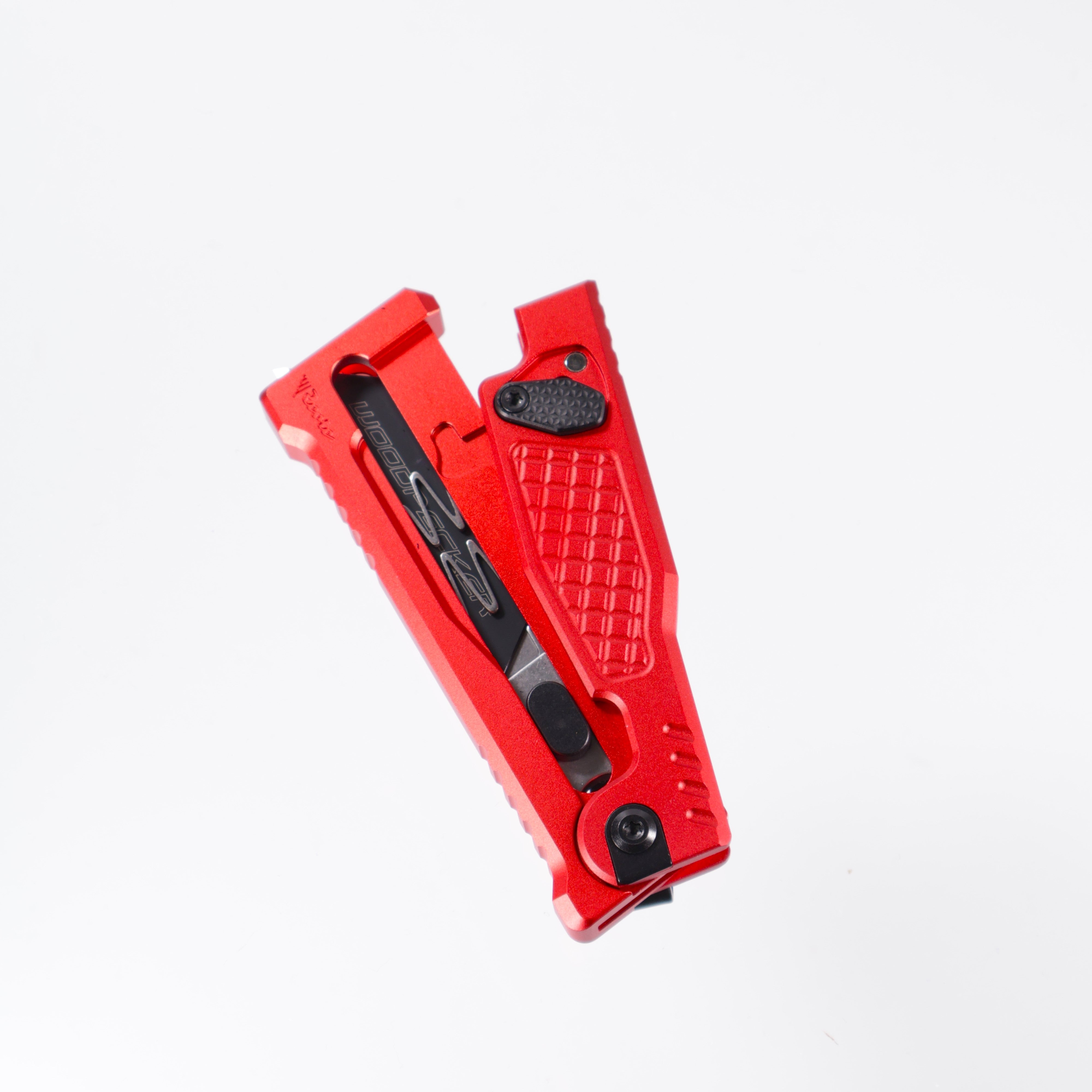 Reate EXO-U Utility - Diamond Pattern Red, Aluminum Handle Box Cutter