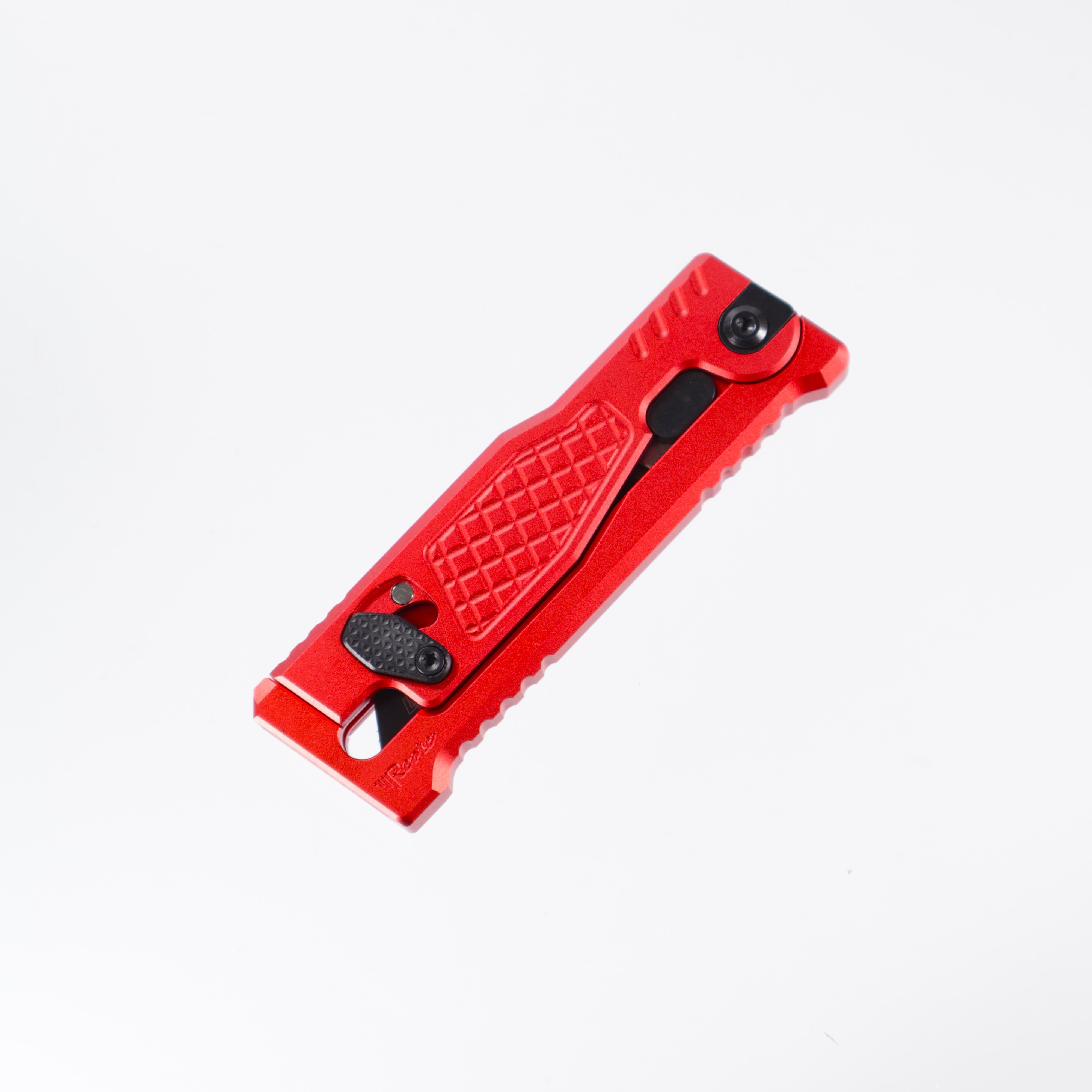 Reate EXO-U Utility - Diamond Pattern Red, Aluminum Handle Box Cutter