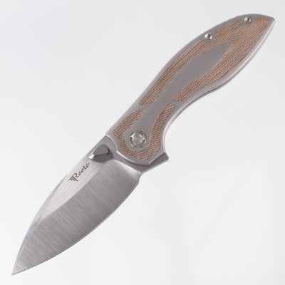 Reate Iron X - Satin M390 - Bead Blasted Ti - Natural Micarta inlays *DISCONTINUED*