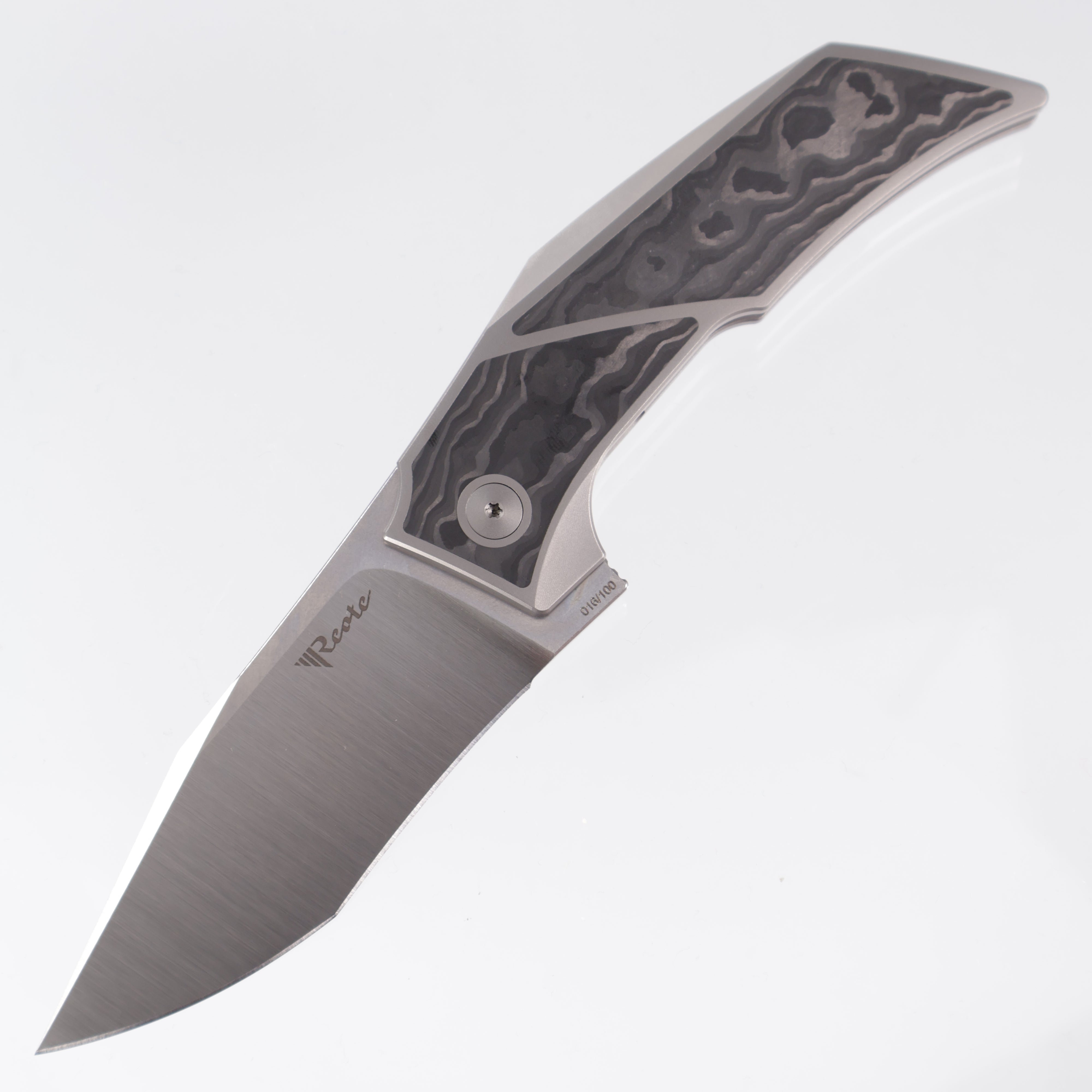Reate T3500 - Satin M390 - Black Camo FatCarbon Inlays - Bead Blasted Ti *DISCONTINUED*