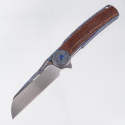 Reate Jack 2.0 Integral - Flame Grain Titanium w/ Burlap Micarta Scales - Hand Rubbed Satin M390