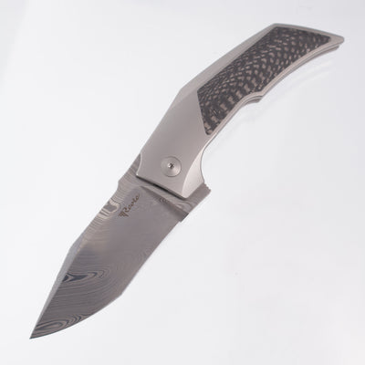 Reate T3000 - Titanium w/ Carbon Fiber Inlays - Acidwash Damasteel