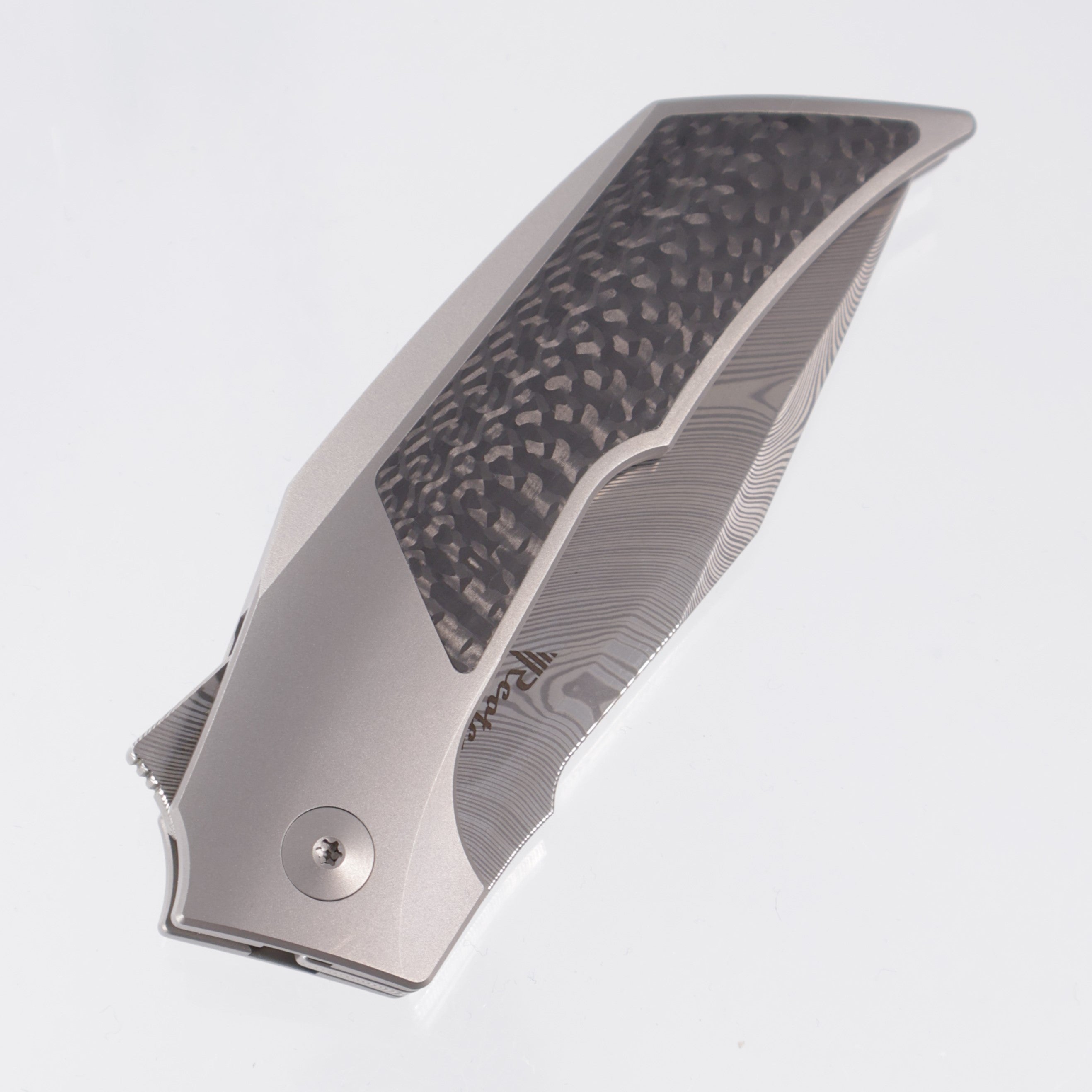 Reate T3000 - Titanium w/ Carbon Fiber Inlays - Acidwash Damasteel