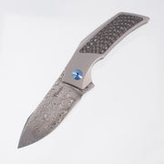 Reate T2500 - Titanium w/ Carbon Fiber Inlays - Acidwash Damasteel