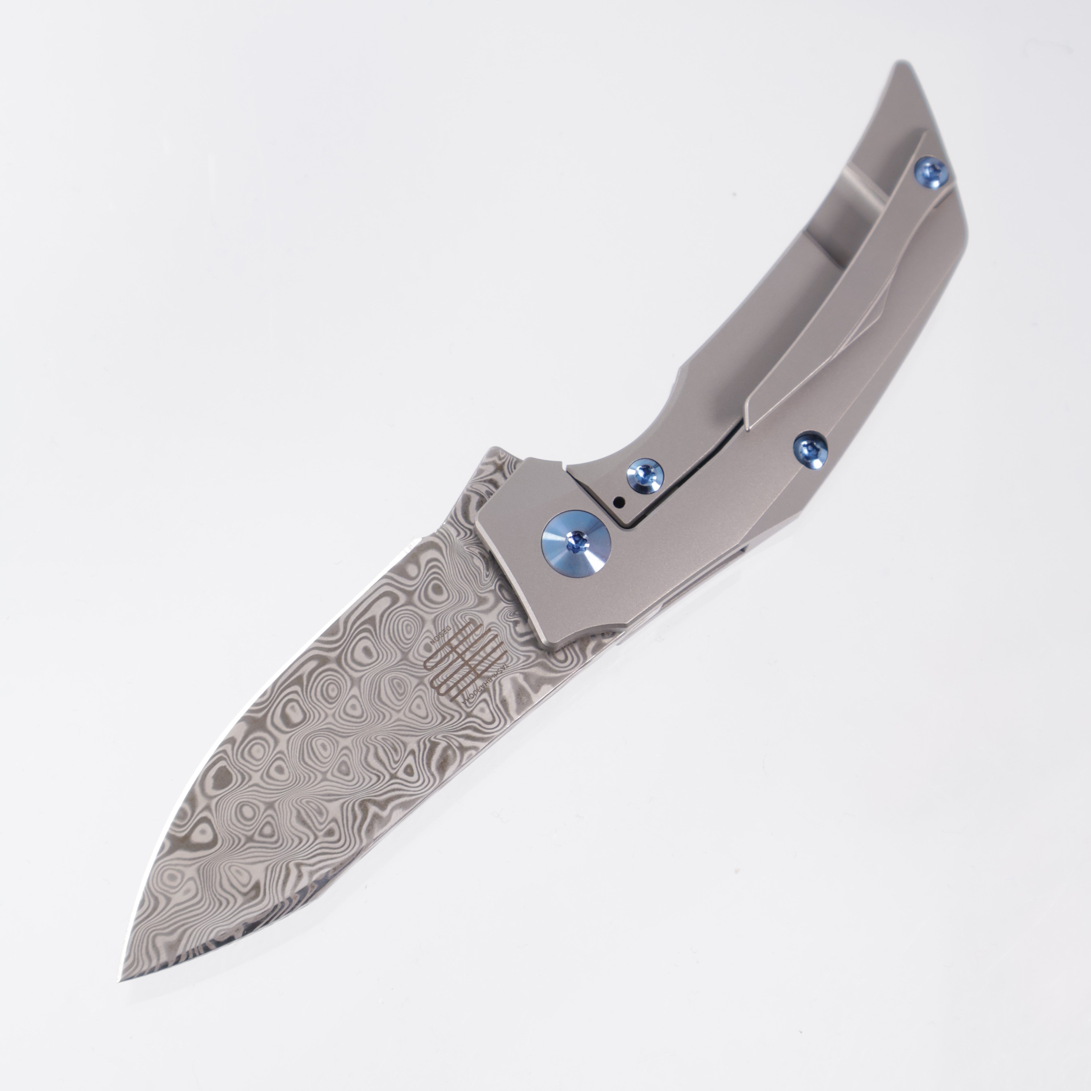Reate T2500 - Titanium w/ Carbon Fiber Inlays - Acidwash Damasteel