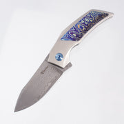 Reate T2500 - Titanium w/ MokuTi Inlay & Clip - Acidwash Damasteel