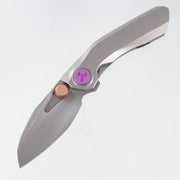 Reate VK-Frok - Orange Peel Titanium w/ Purple Ti Hardware - Hand Rub Acid Wash Elmax
