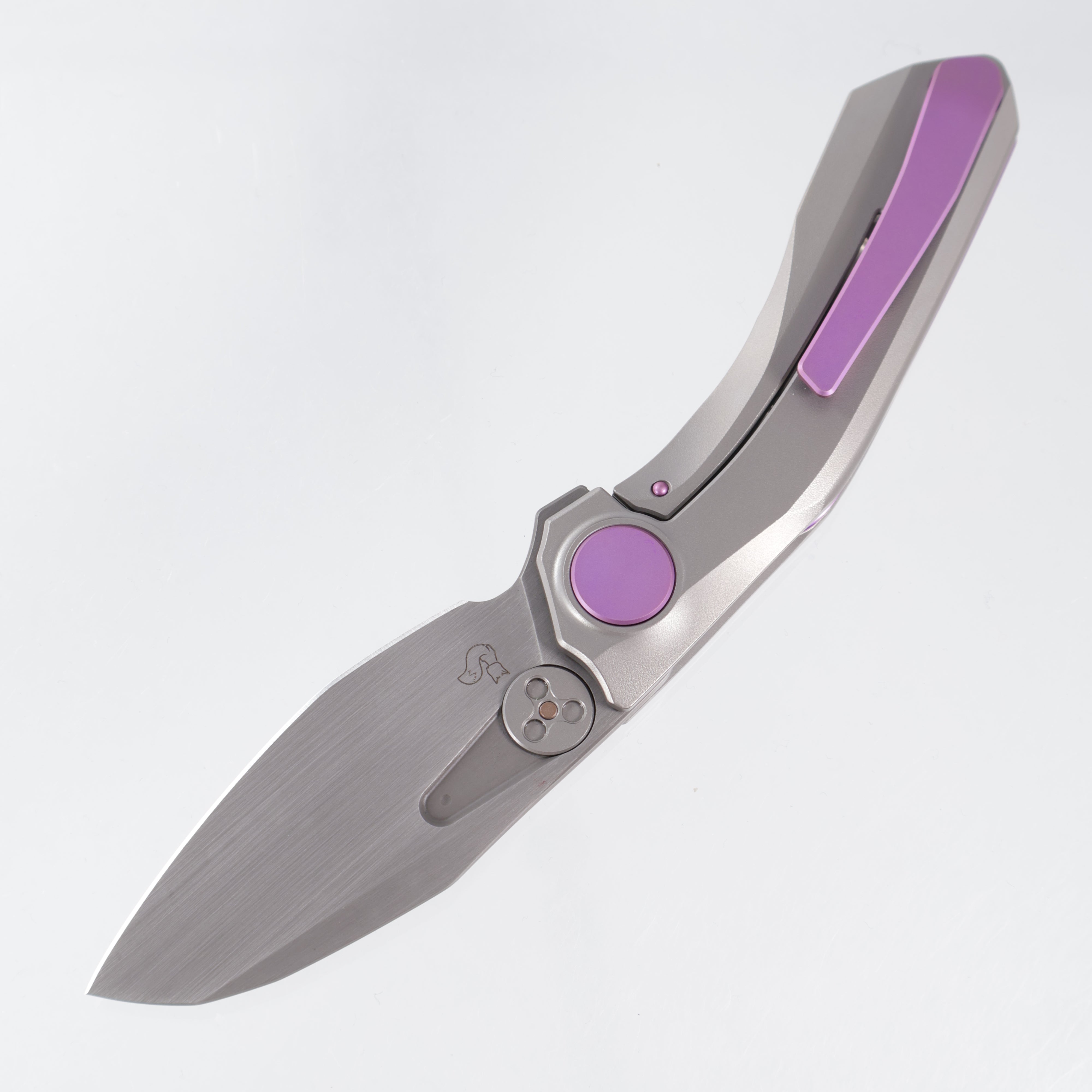 Reate VK-Frok - Orange Peel Titanium w/ Purple Ti Hardware - Hand Rub Acid Wash Elmax