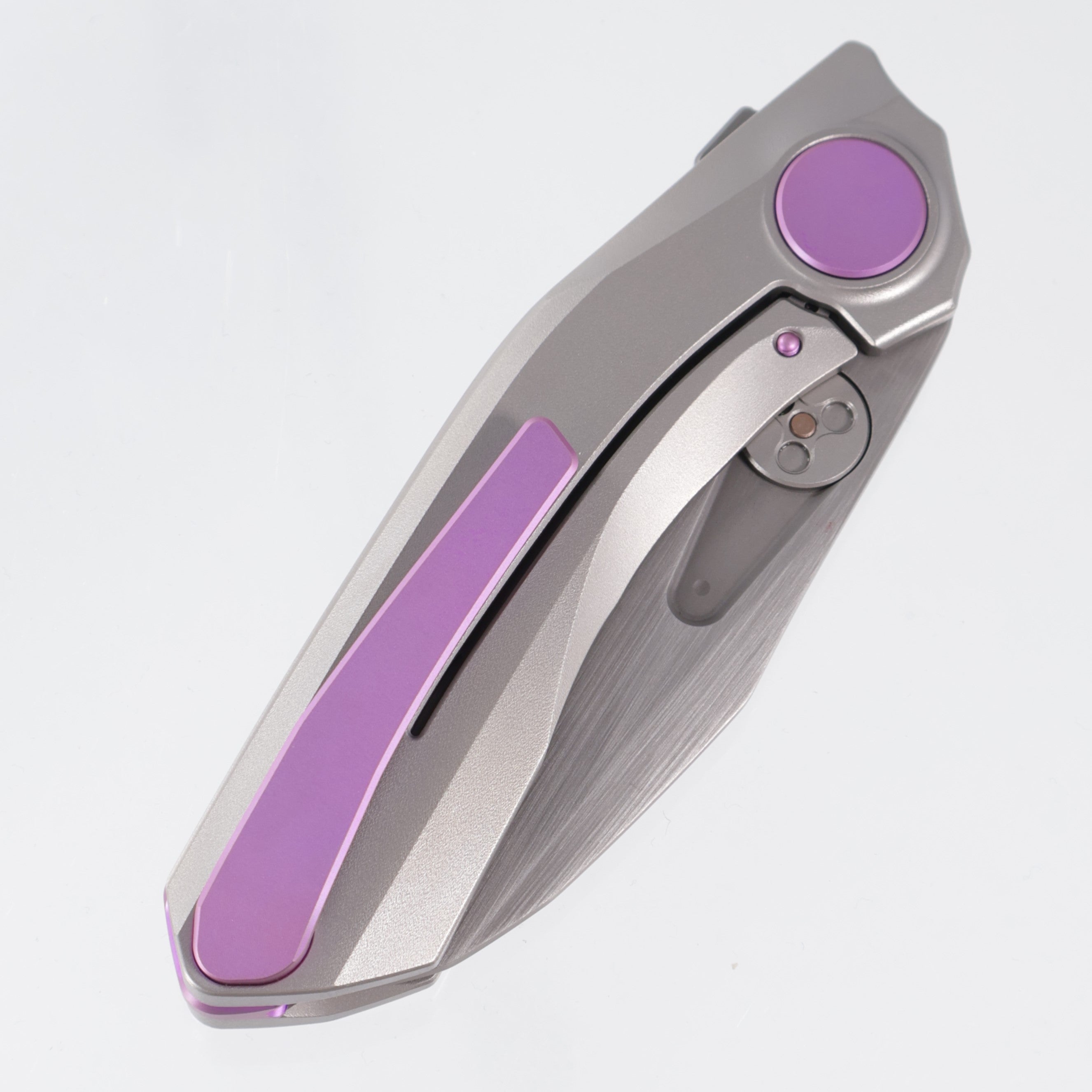 Reate VK-Frok - Orange Peel Titanium w/ Purple Ti Hardware - Hand Rub Acid Wash Elmax