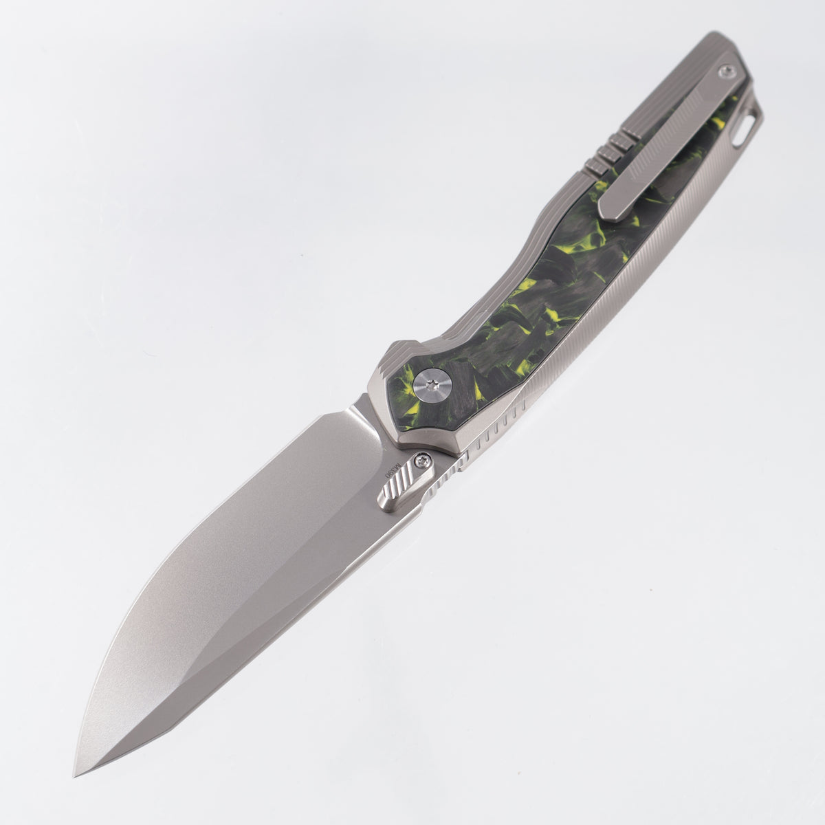 Remette RT-ONE Integral - Beadblast Titanium w/ Yellow Shred Carbon Fiber Inlays - Pearlescent M390 - ONEA4