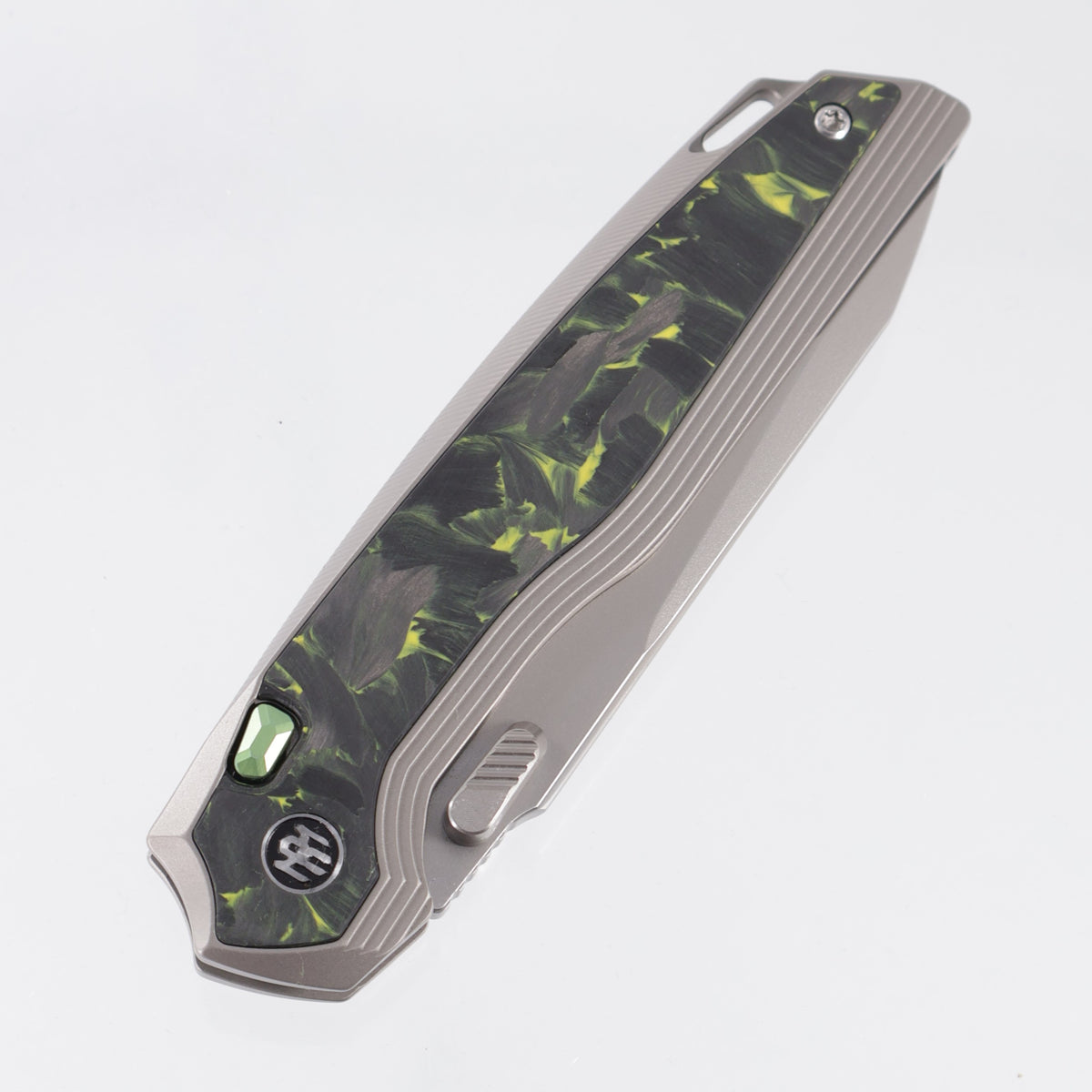 Remette RT-ONE Integral - Beadblast Titanium w/ Yellow Shred Carbon Fiber Inlays - Pearlescent M390 - ONEA4